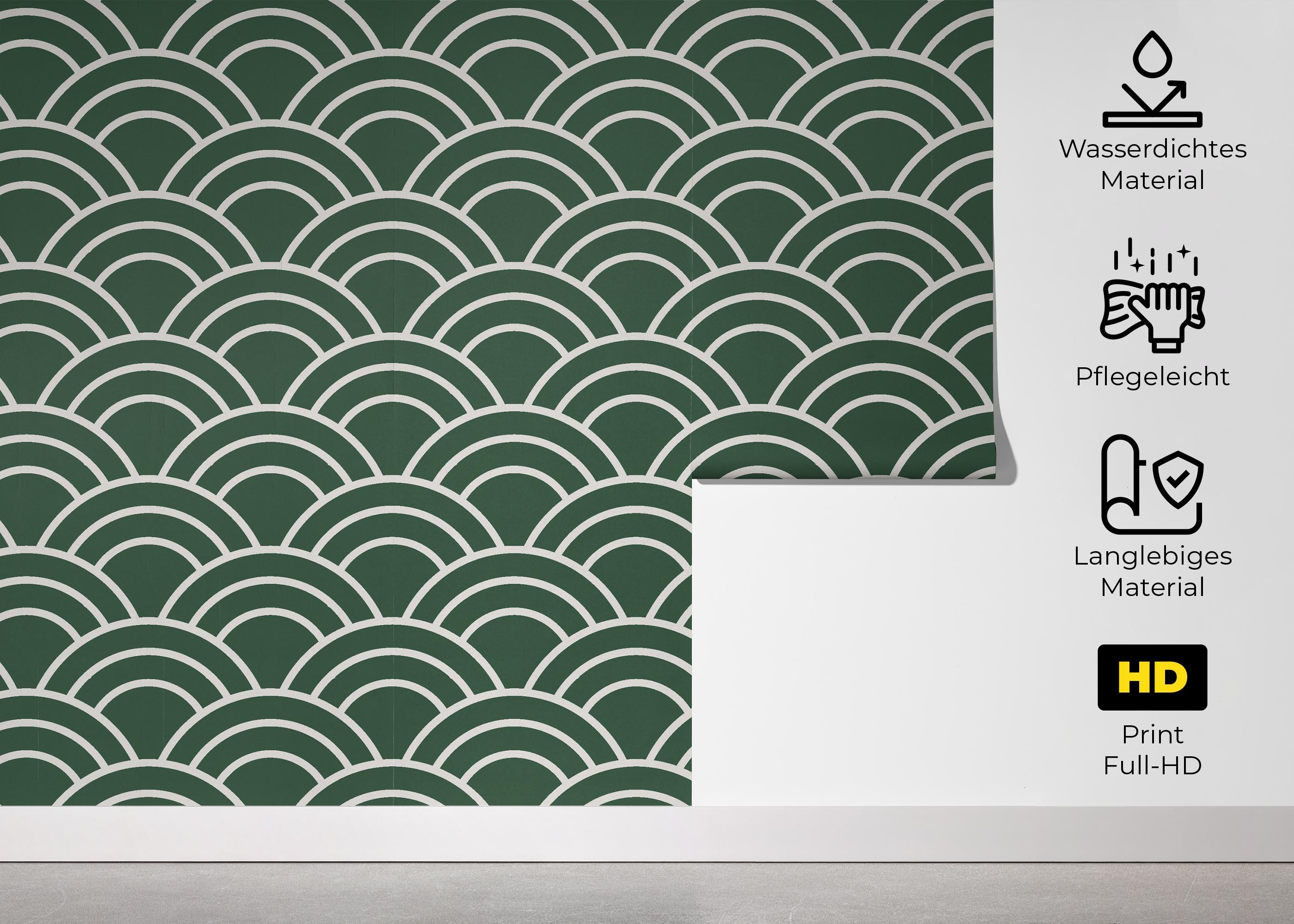Fototapete Green Semicircle Pattern mockup 5