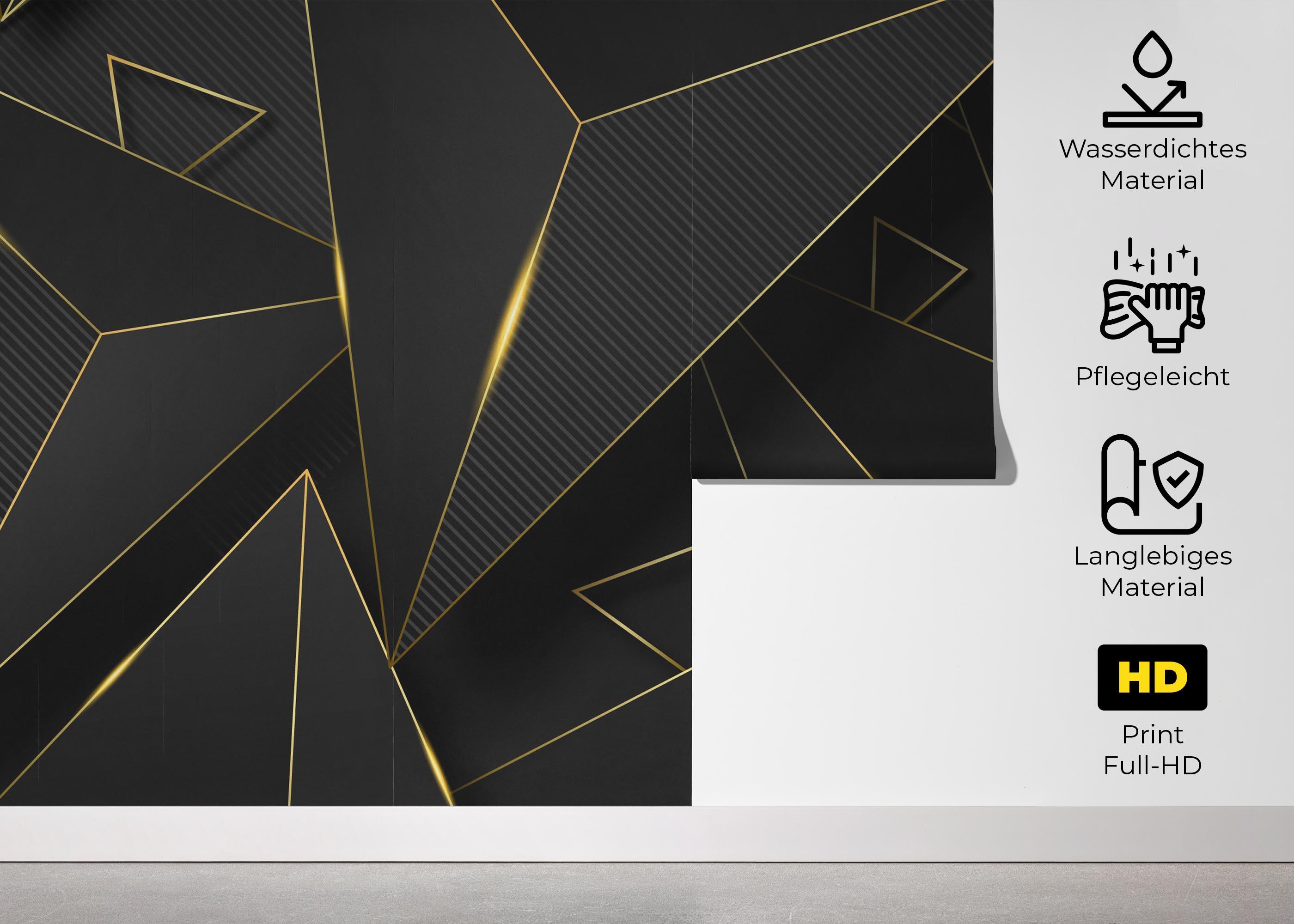 Fototapete Grey Gold Triangle mockup 5