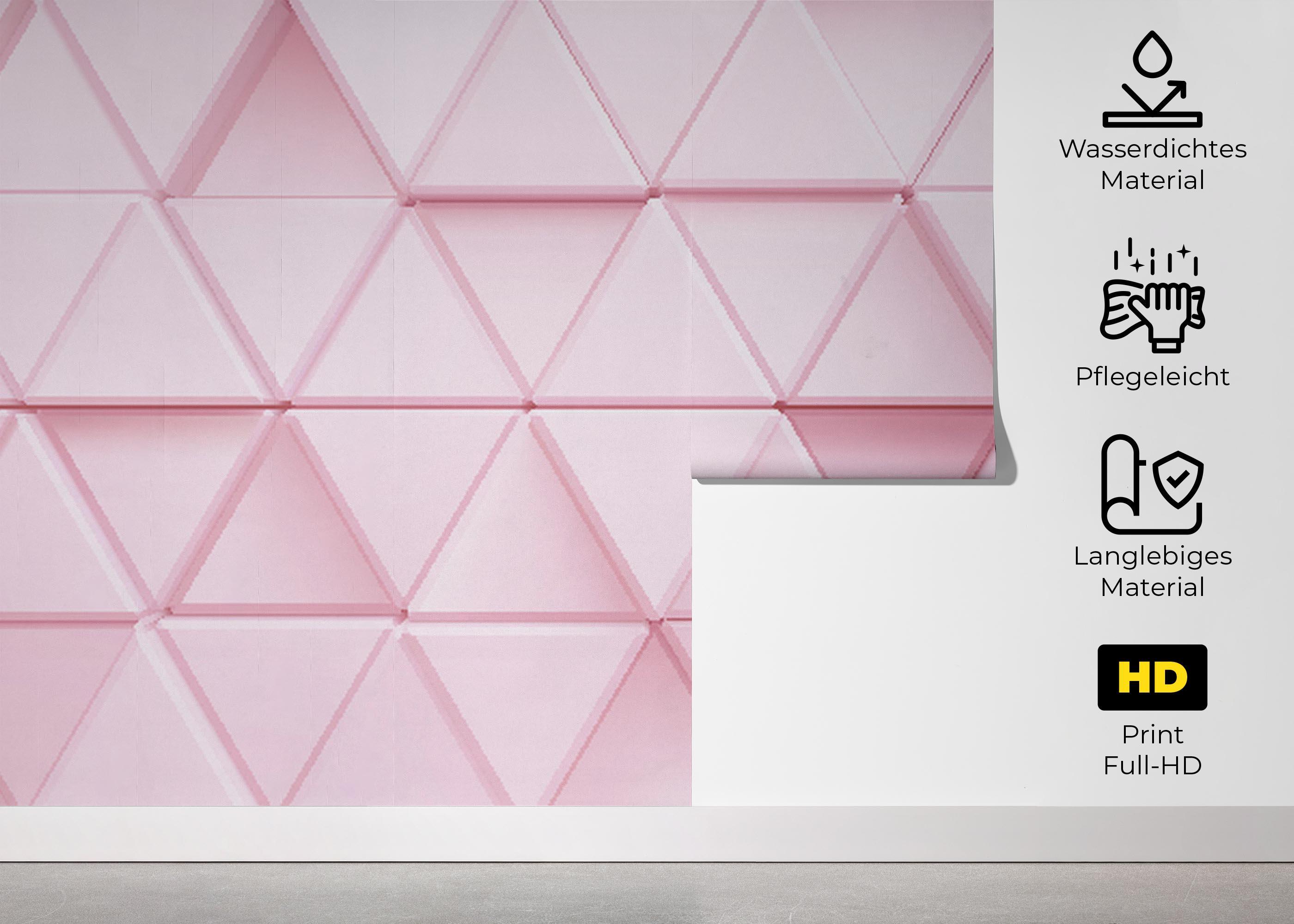 Fototapete Pink 3d Triangle mockup 5