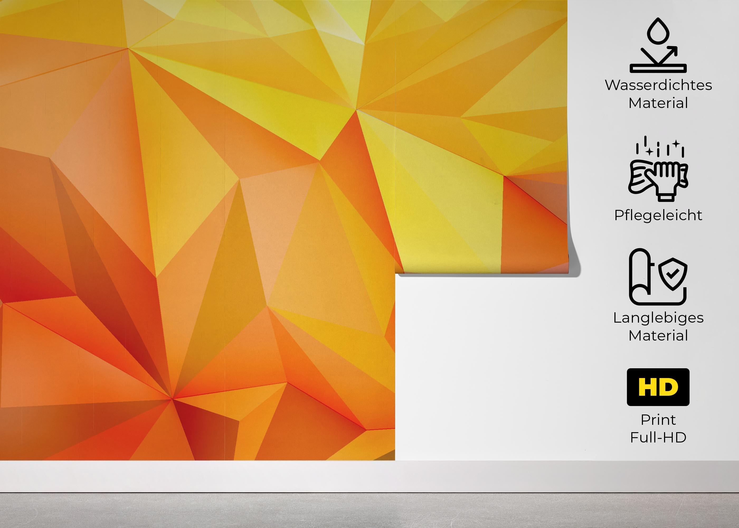 Fototapete Yellow Orange Triangle mockup 5