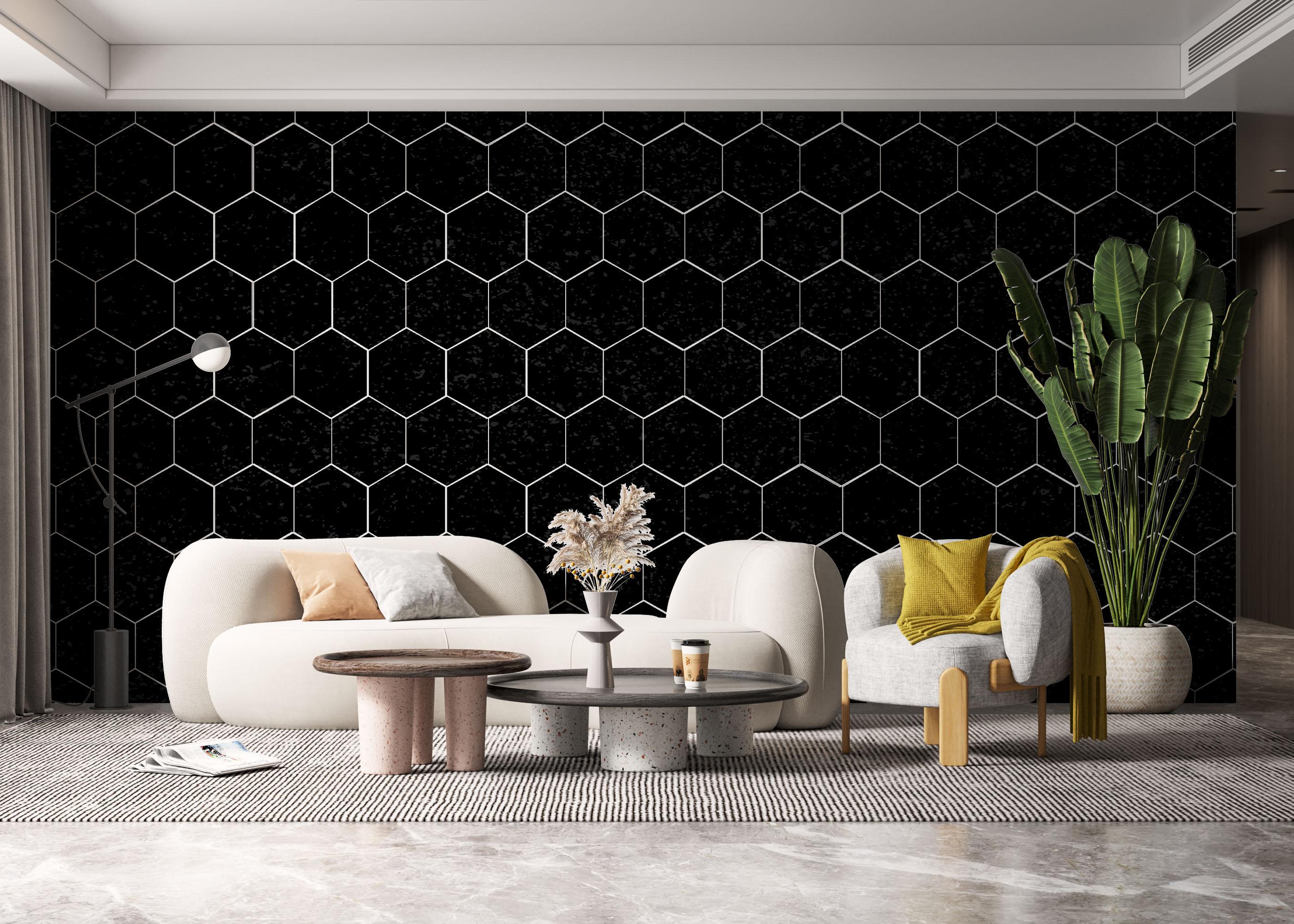 Fototapete Black Hexagon Art mockup 6