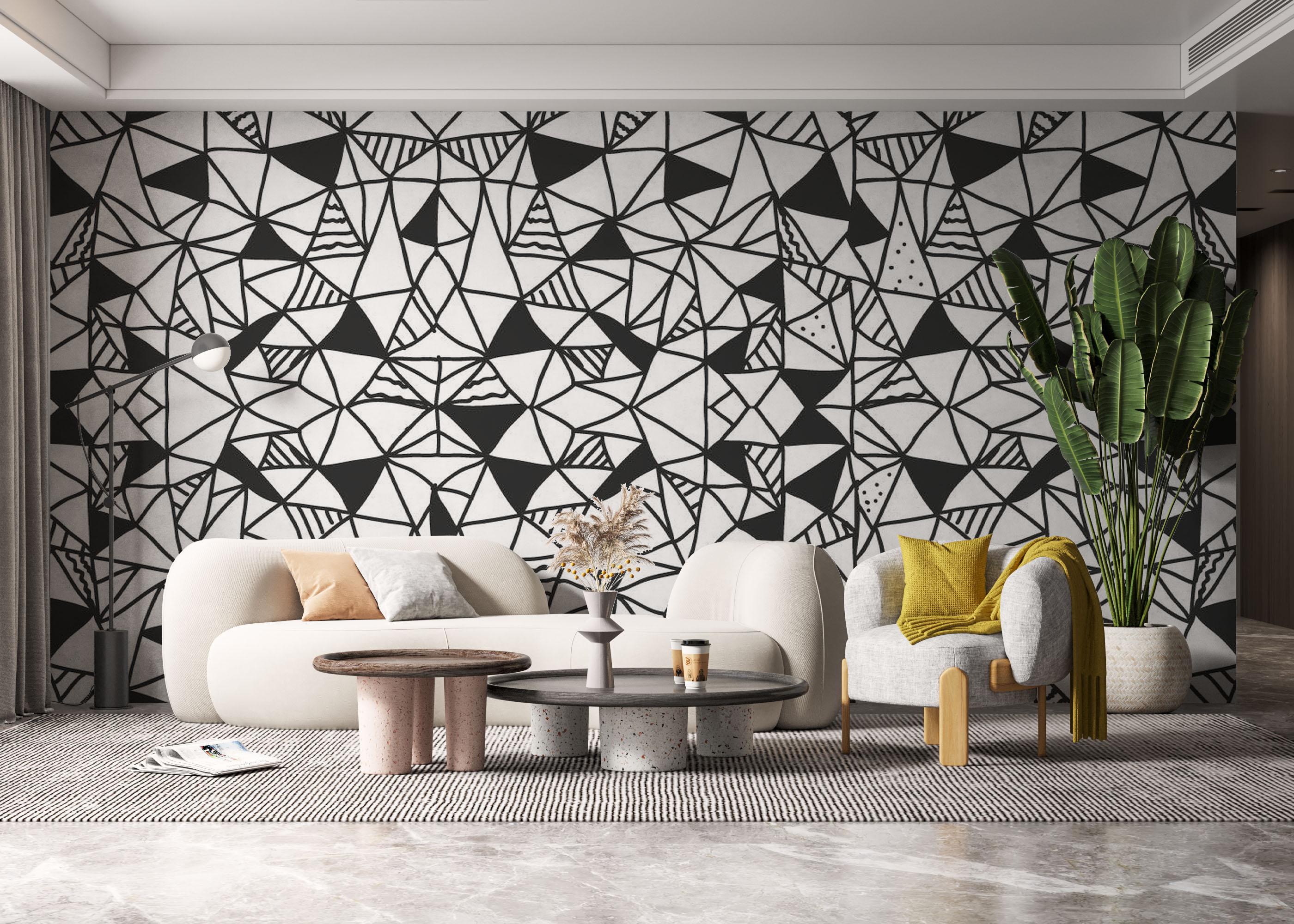 Fototapete Black Triangles Pattern mockup 6