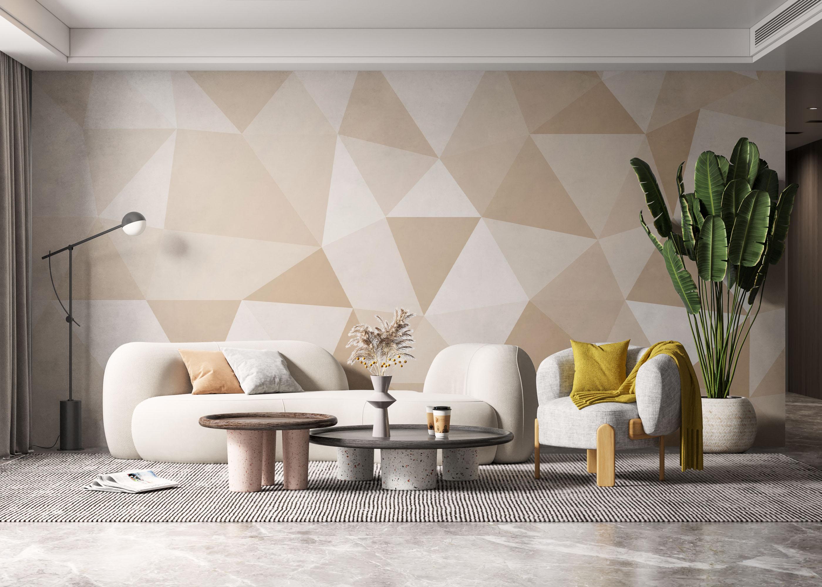 Fototapete Cream Triangle Art mockup 6