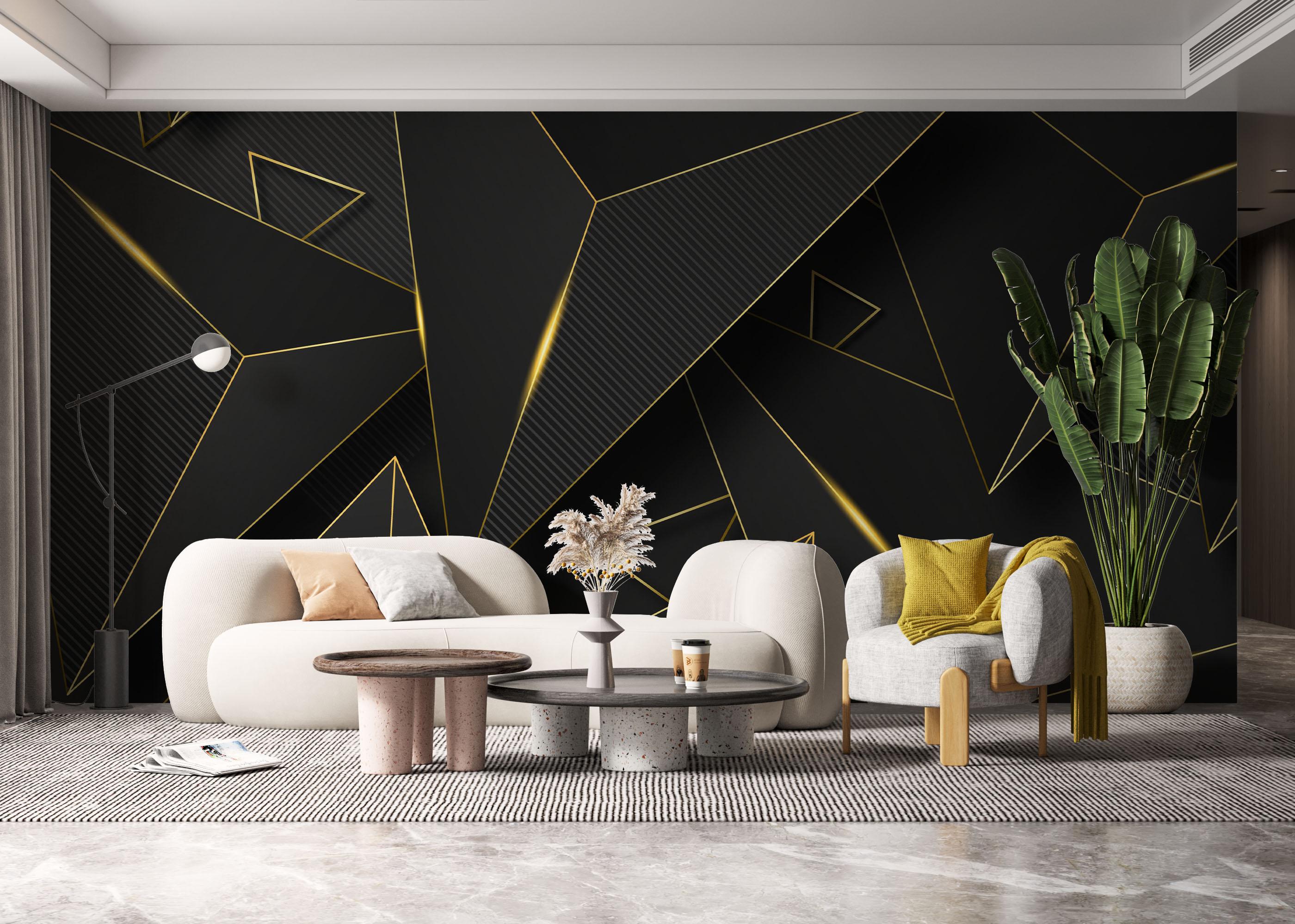 Fototapete Grey Gold Triangle mockup 6