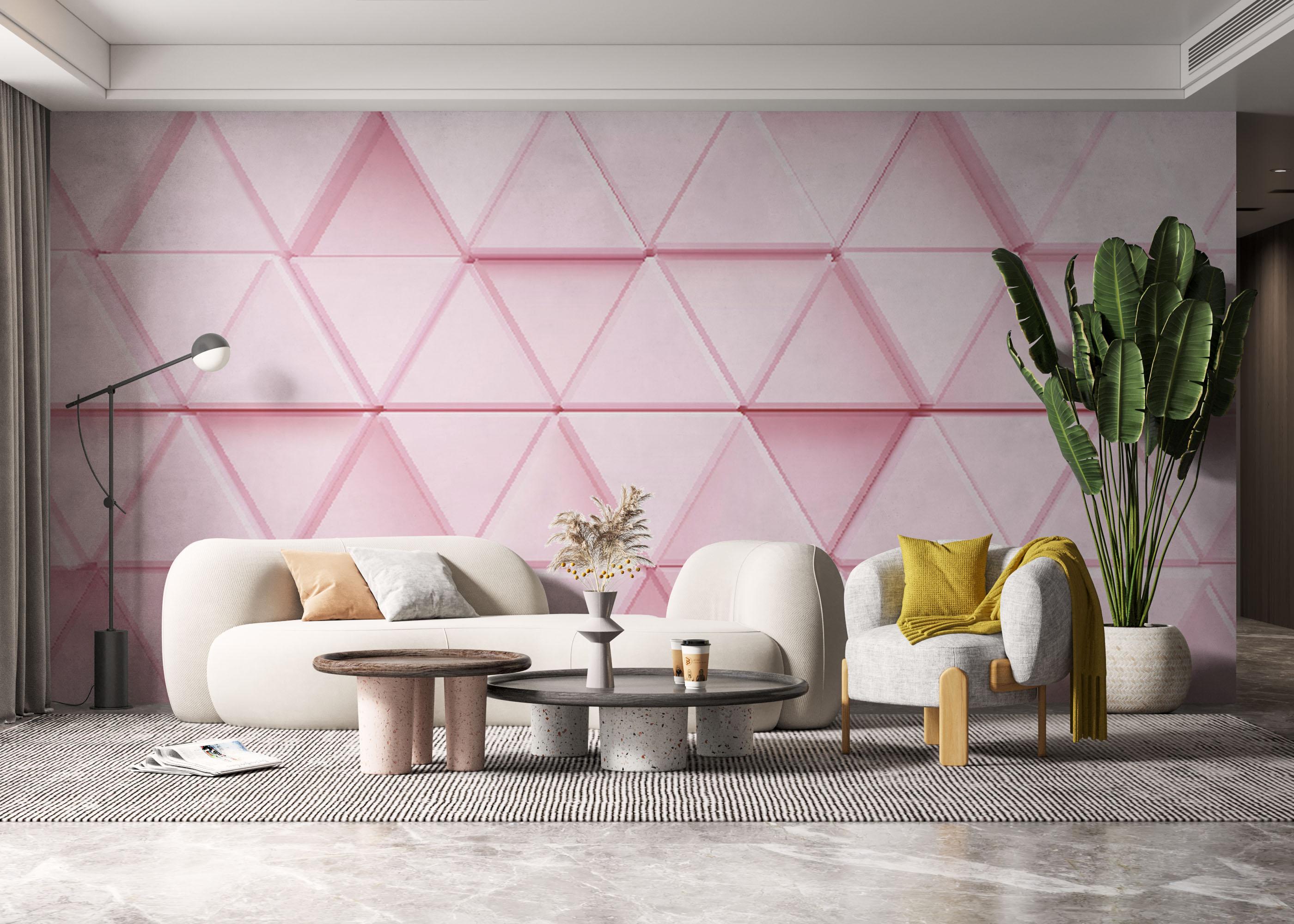 Fototapete Pink 3d Triangle mockup 6