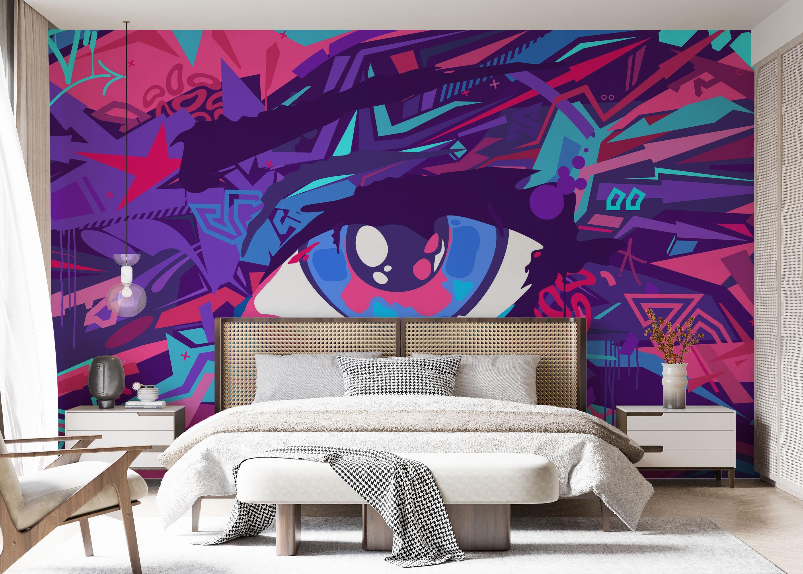 Fototapete Blue Eyes Graffiti mockup 7
