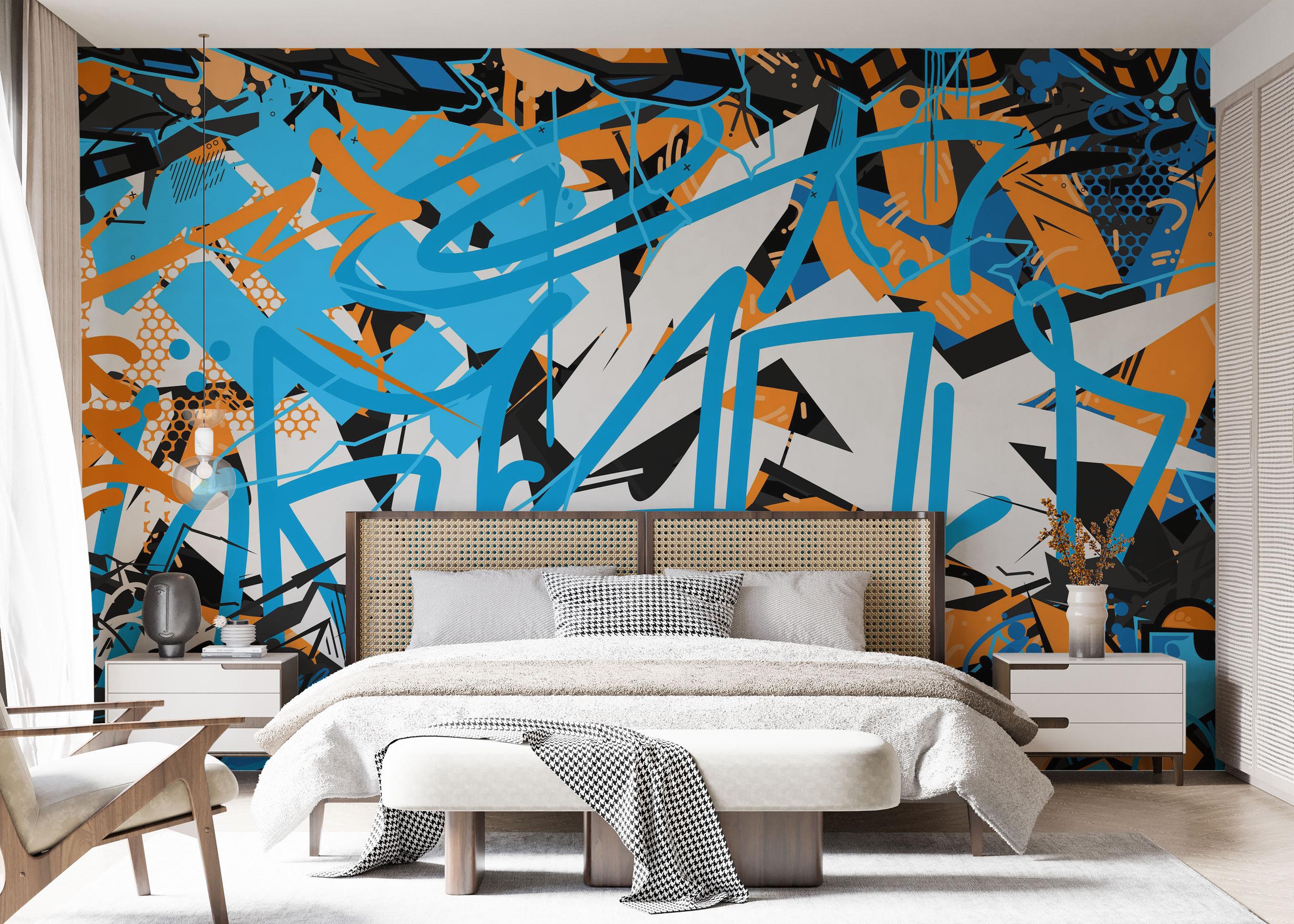 Fototapete Blue Graffiti Tag mockup 7