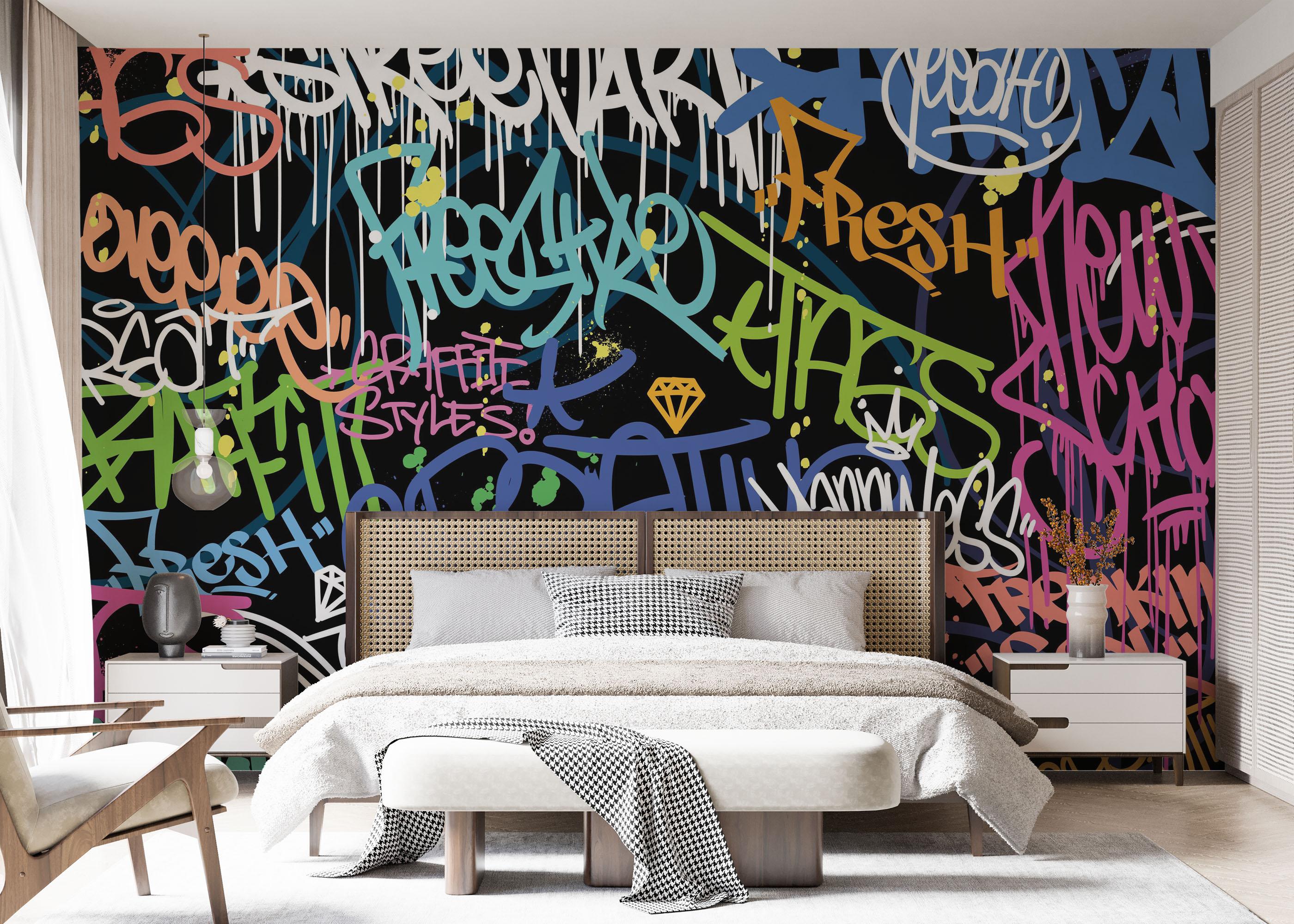 Fototapete Graffiti Color Tags mockup 7