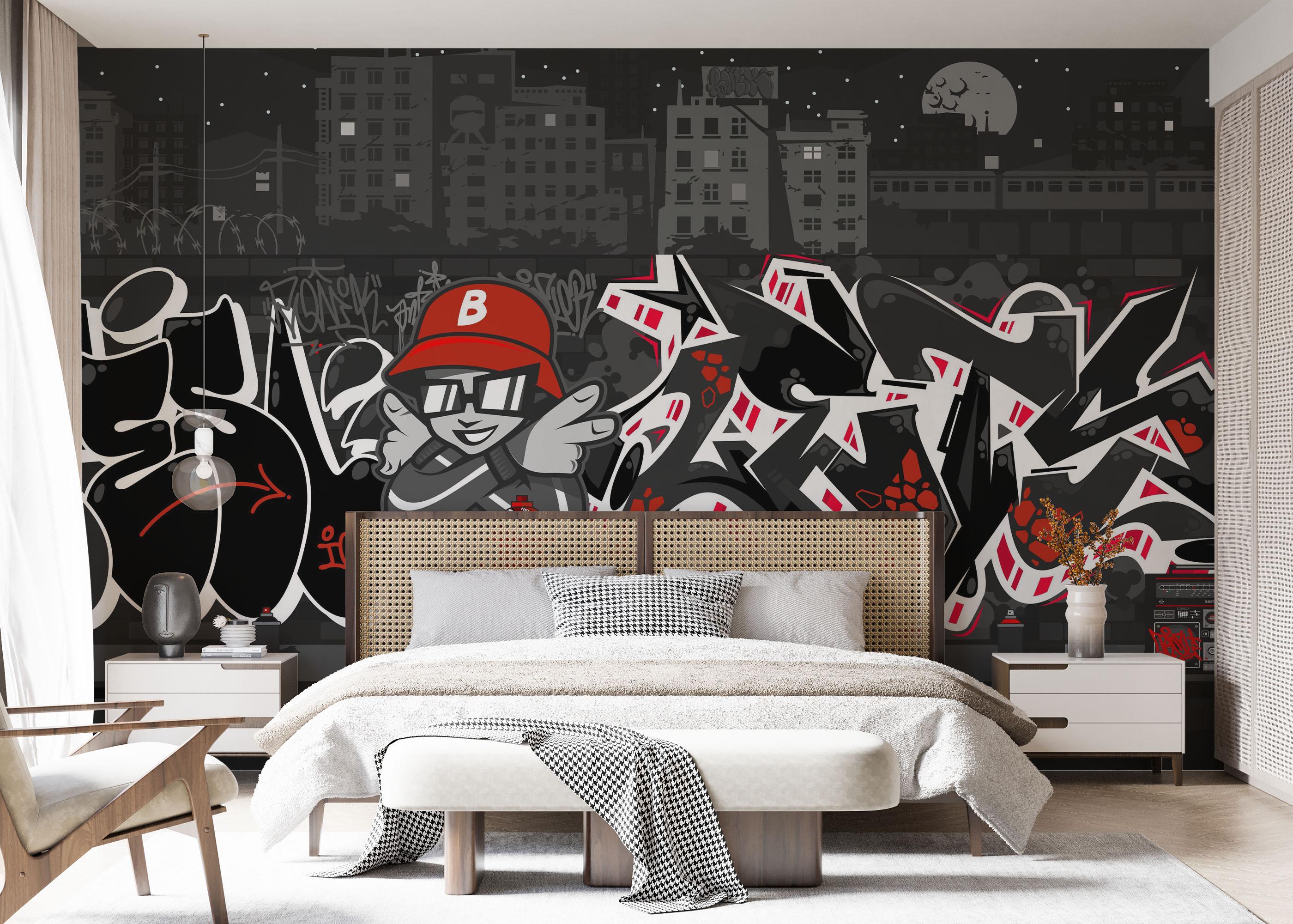 Fototapete Graffiti Grey Wall mockup 7