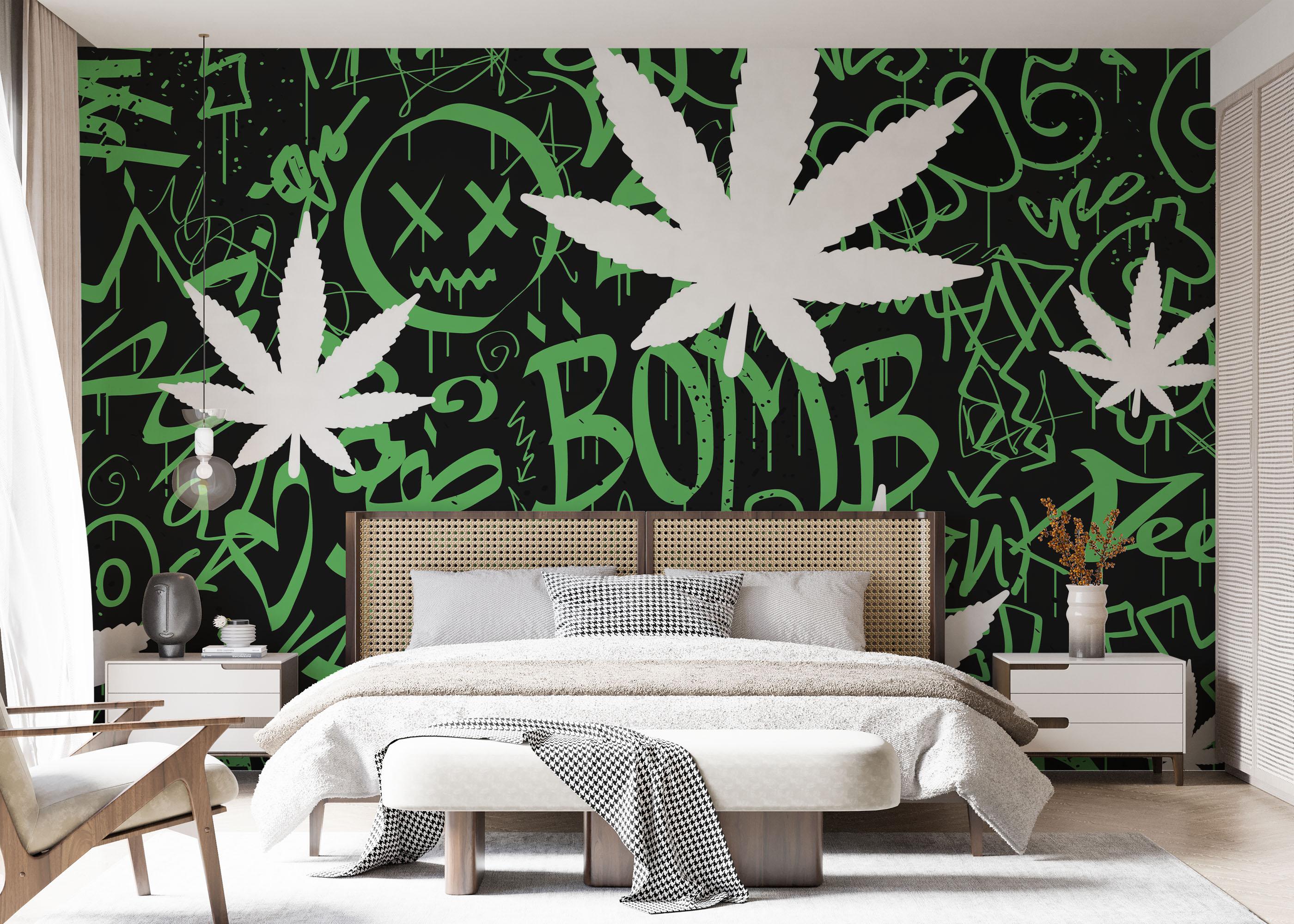 Fototapete Graffiti Weed Wall mockup 7