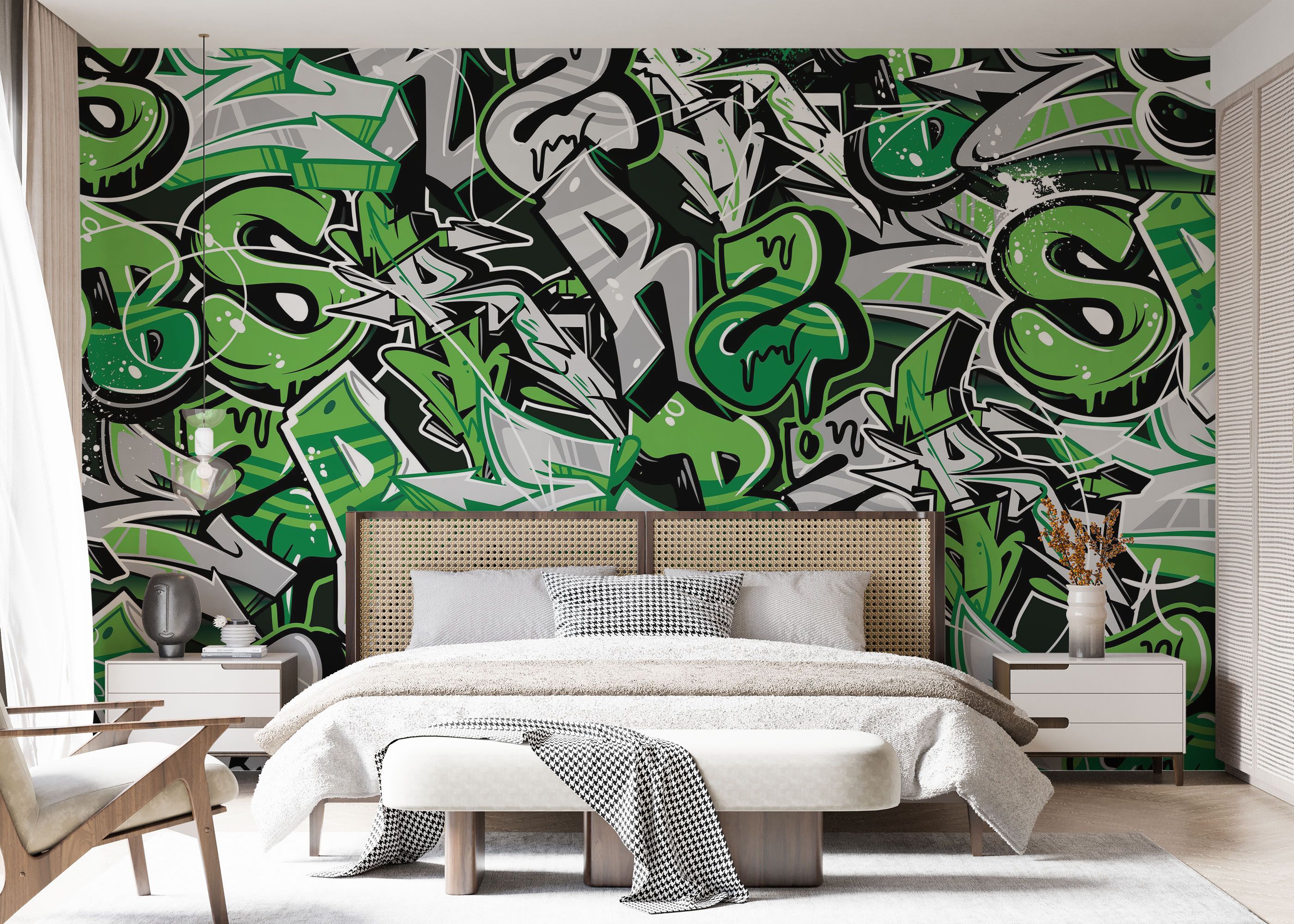 Green Letters Graffiti mockup 7
