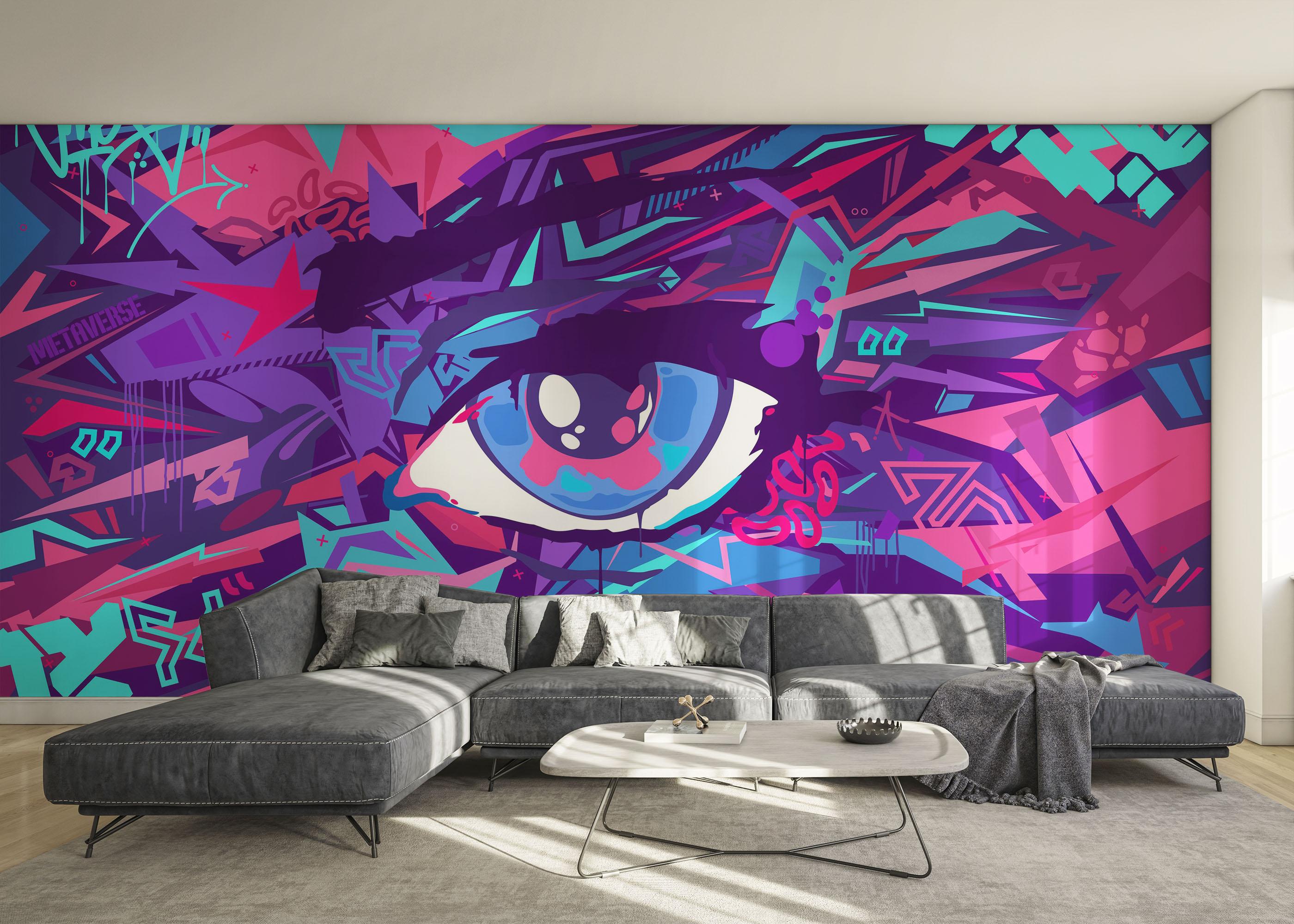 Fototapete Blue Eyes Graffiti mockup 0