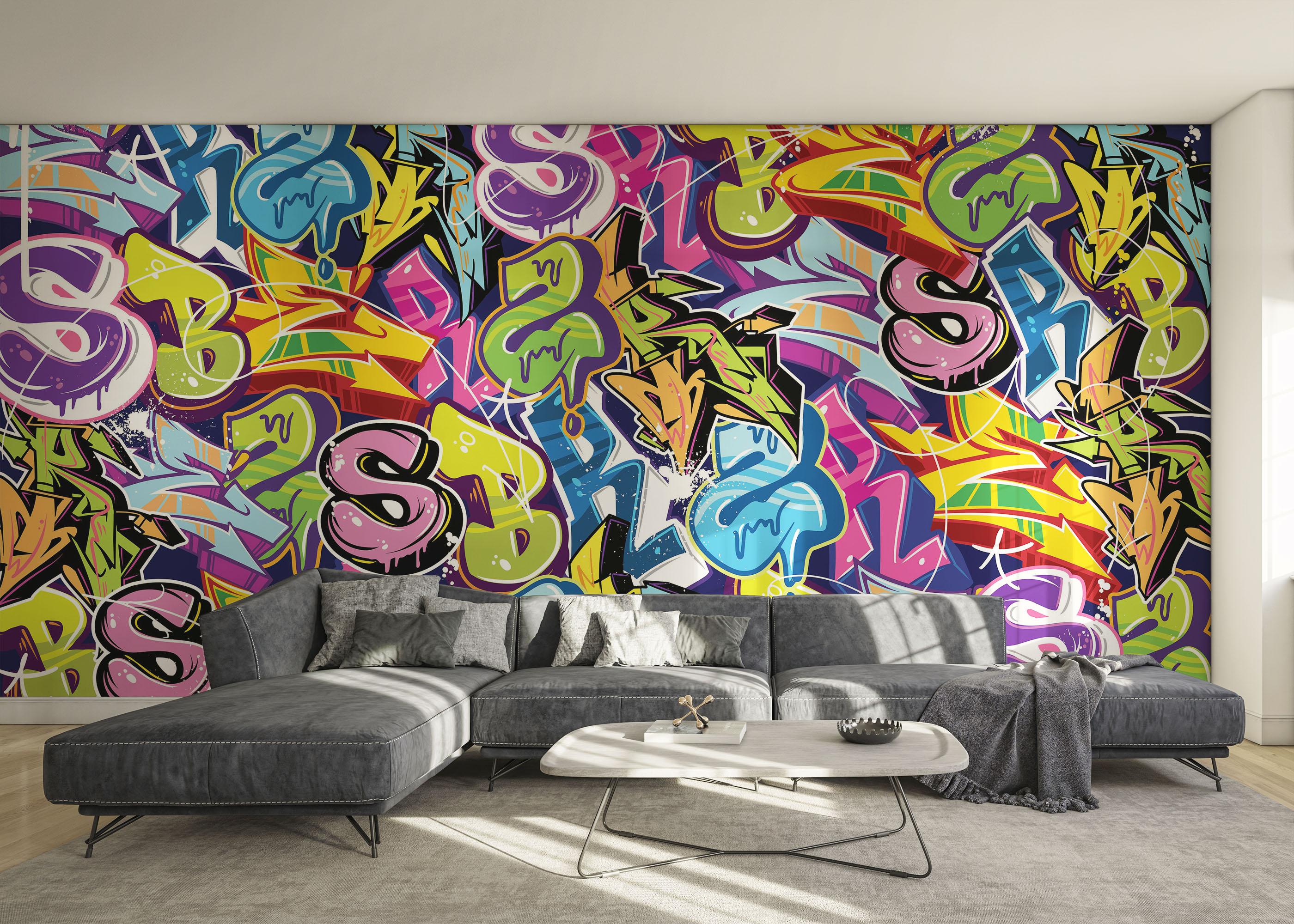 Fototapete Colorful Lettter Graffiti mockup 0