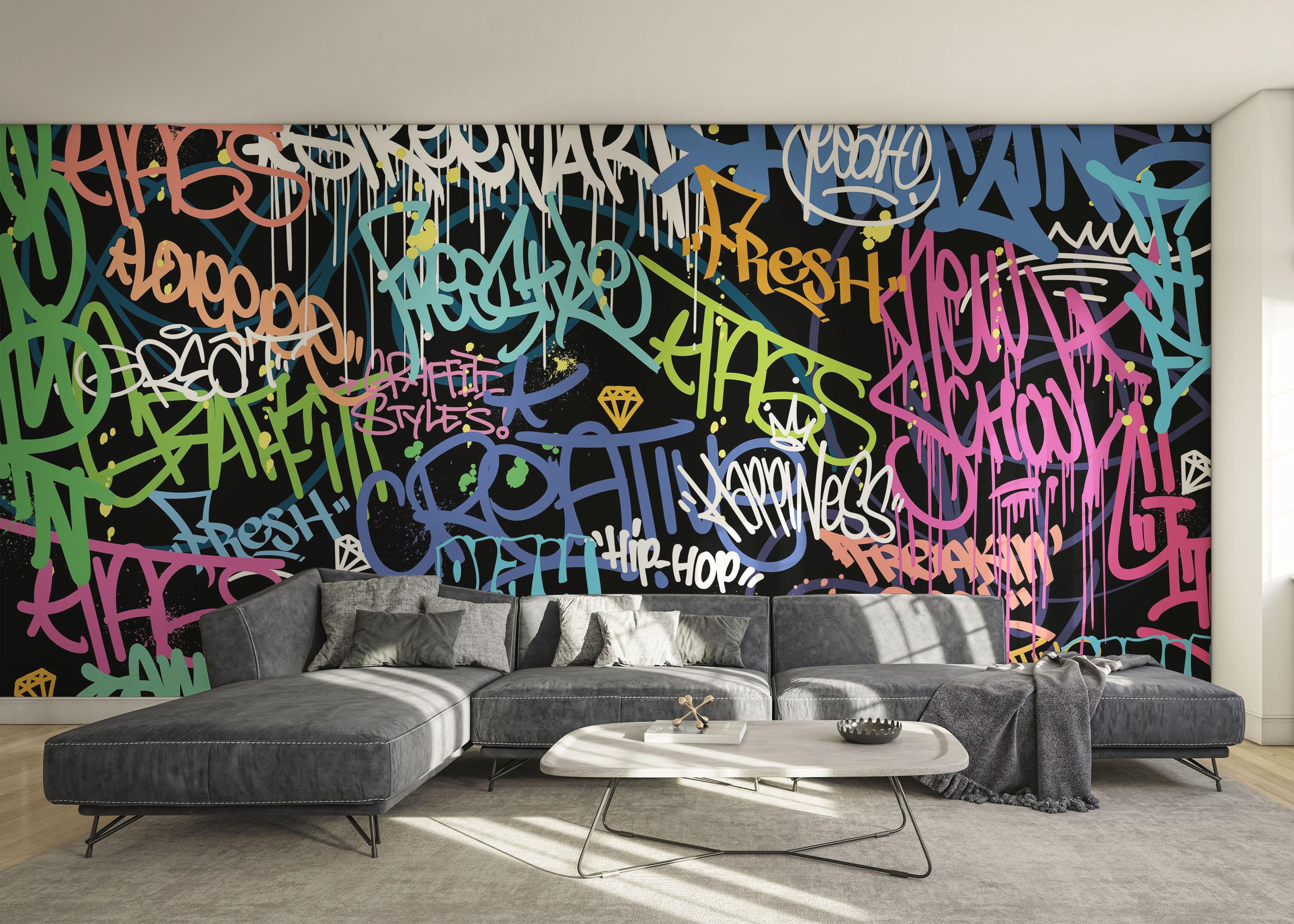 Fototapete Graffiti Color Tags mockup 0