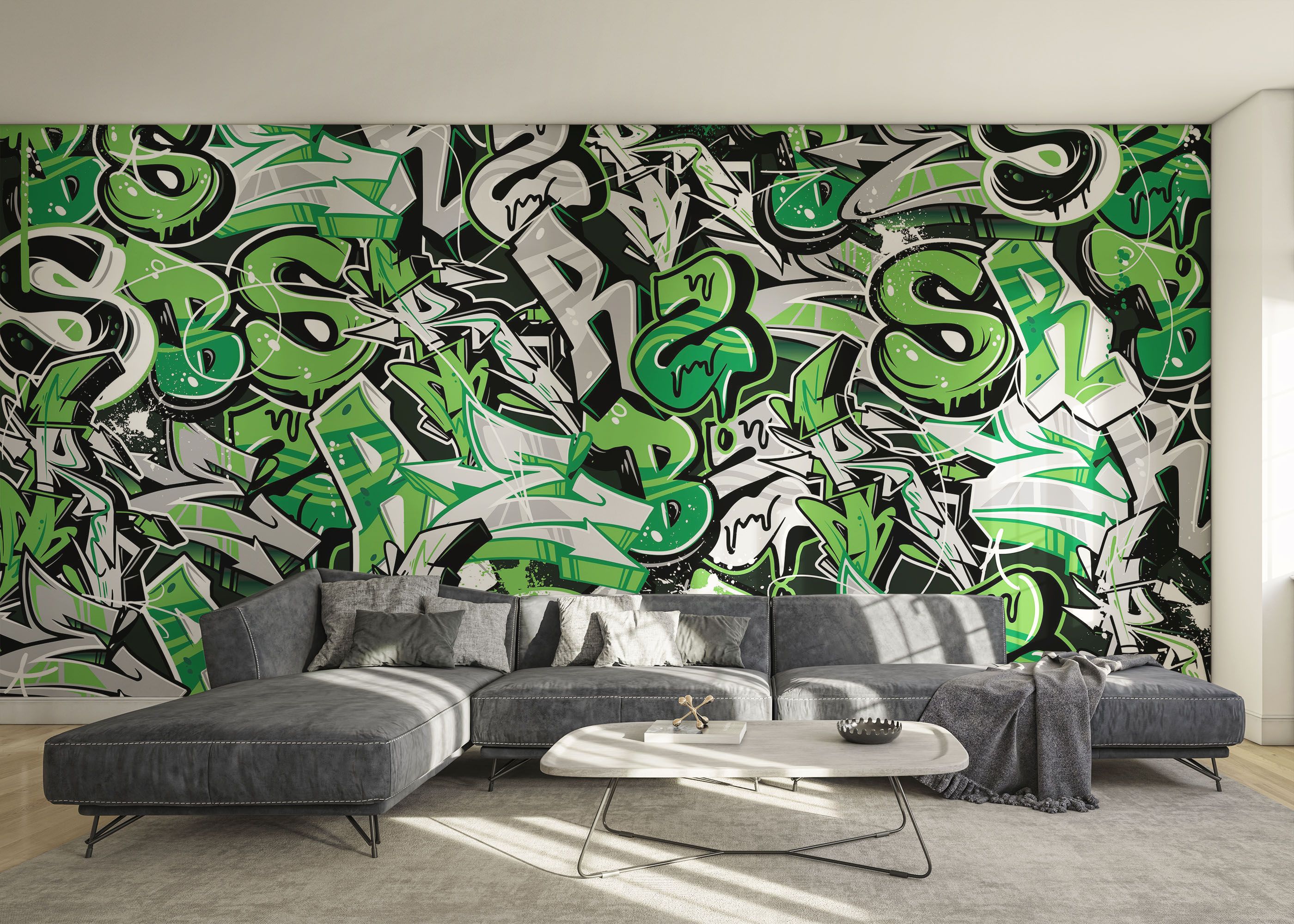 Green Letters Graffiti mockup 0