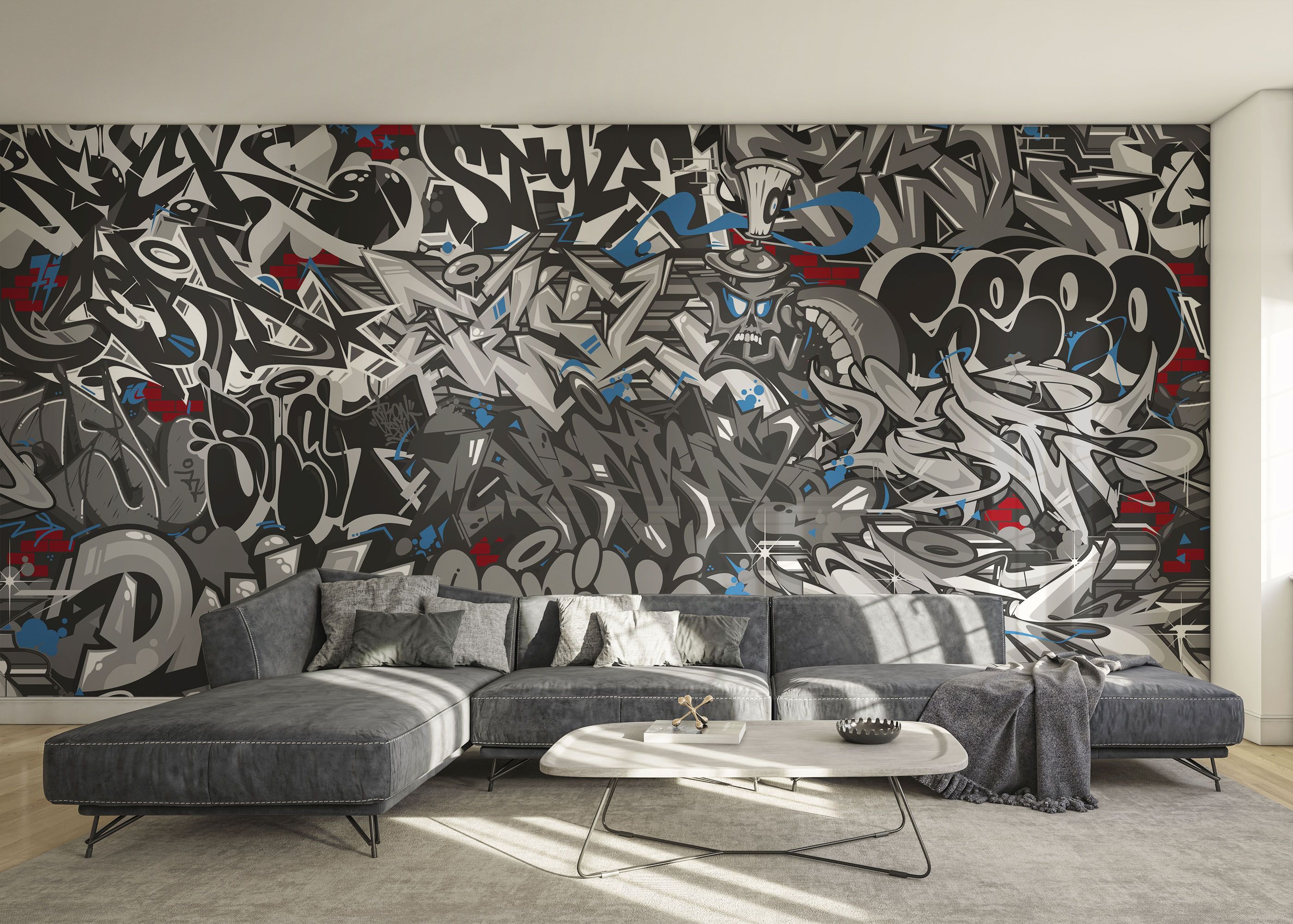 Grey Black Graffiti mockup 0
