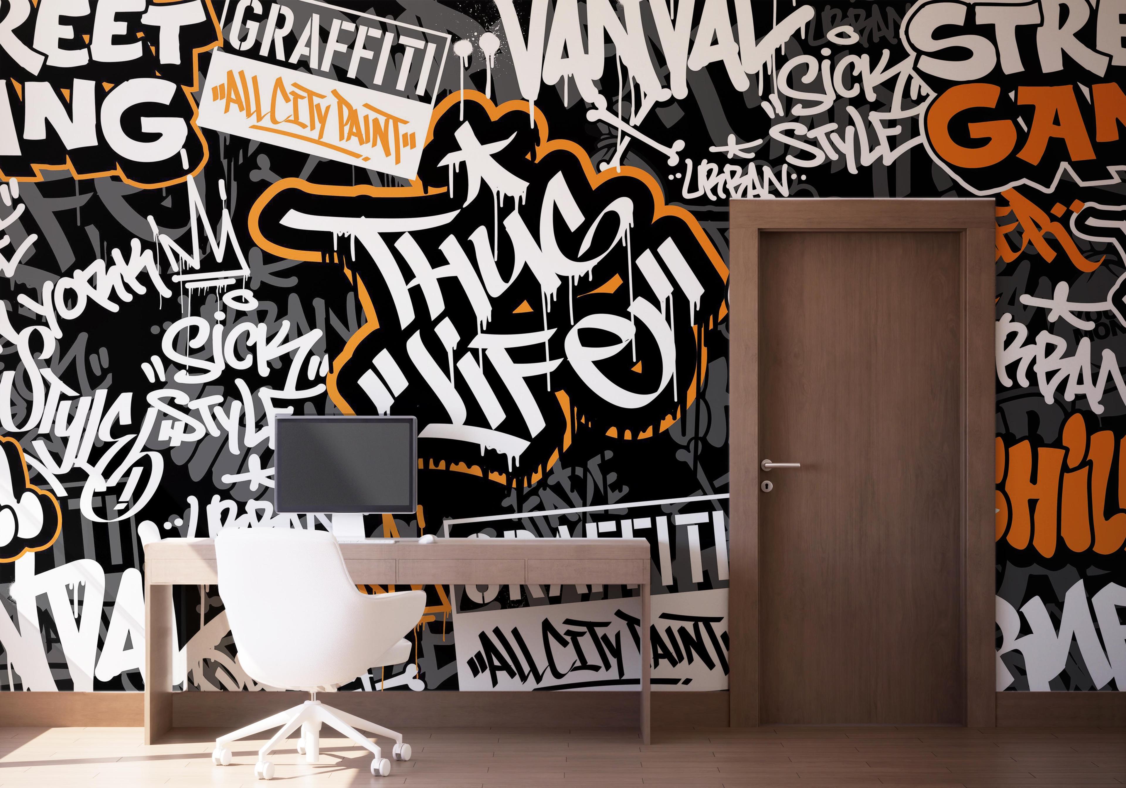 Fototapete Chill Orange Graffiti mockup 1