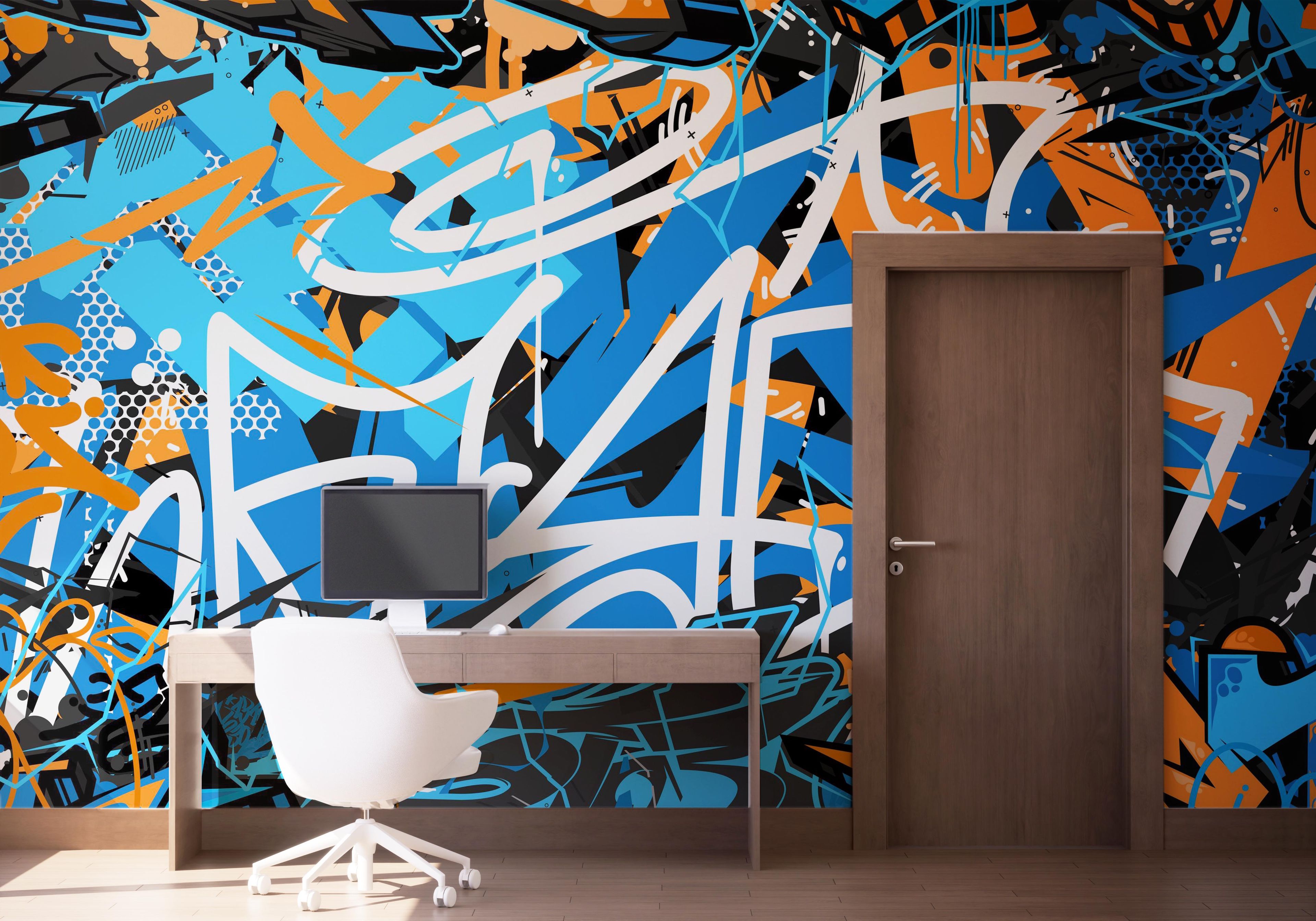 Graffiti Blue Orange mockup 1