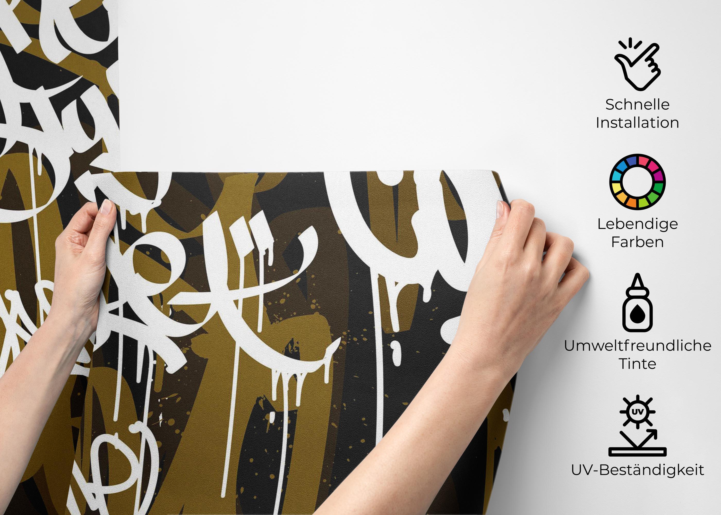 Fototapete Brown White Graffiti mockup 2