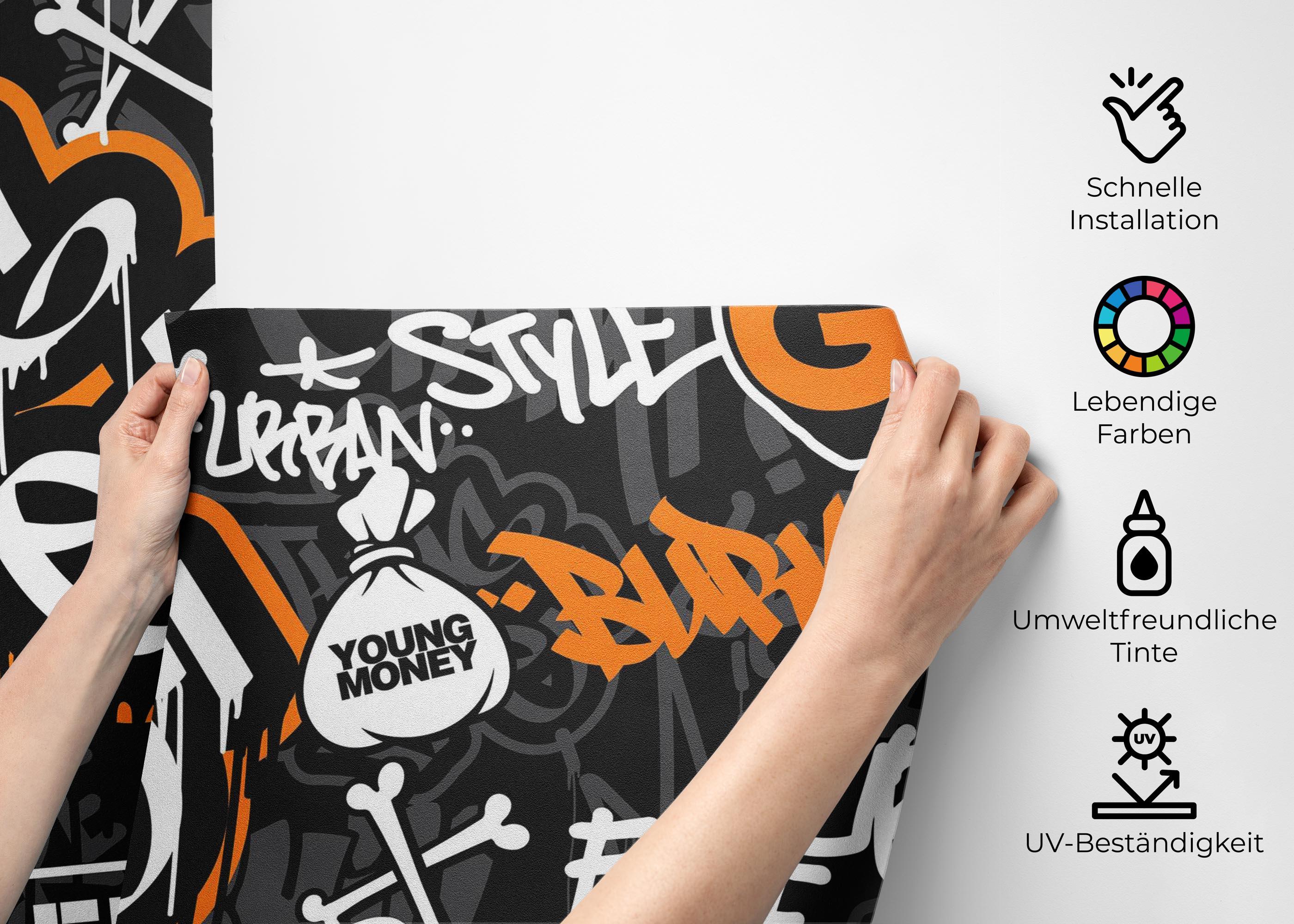 Fototapete Chill Orange Graffiti mockup 2