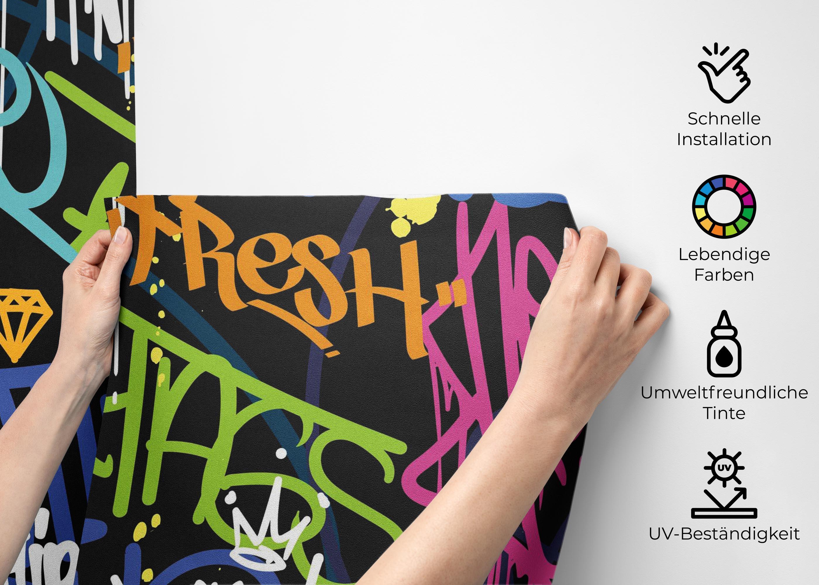 Fototapete Graffiti Color Tags mockup 2
