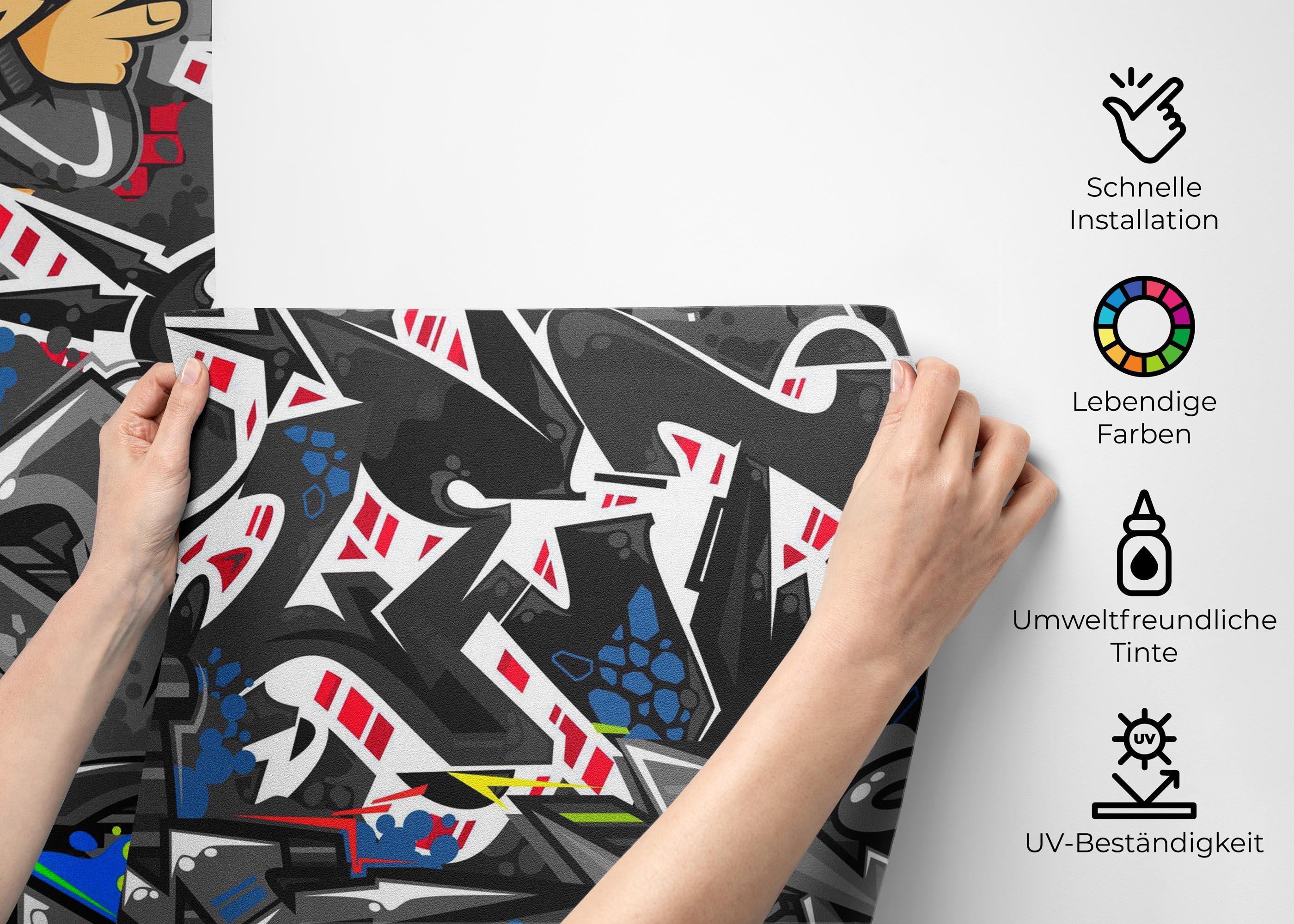 Fototapete Grey Graffiti Skull mockup 2