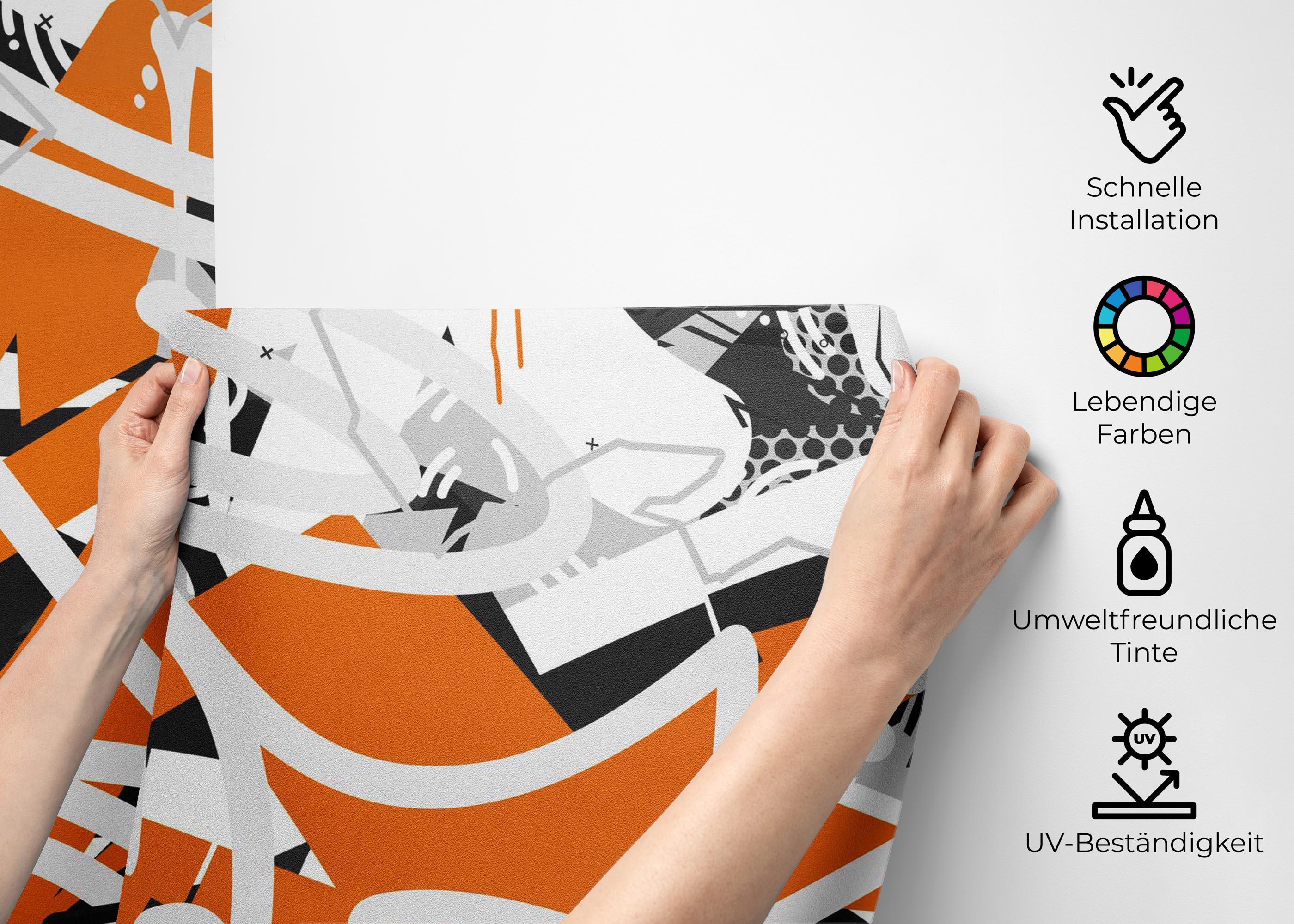 Fototapete Orange Grey Graffiti mockup 2