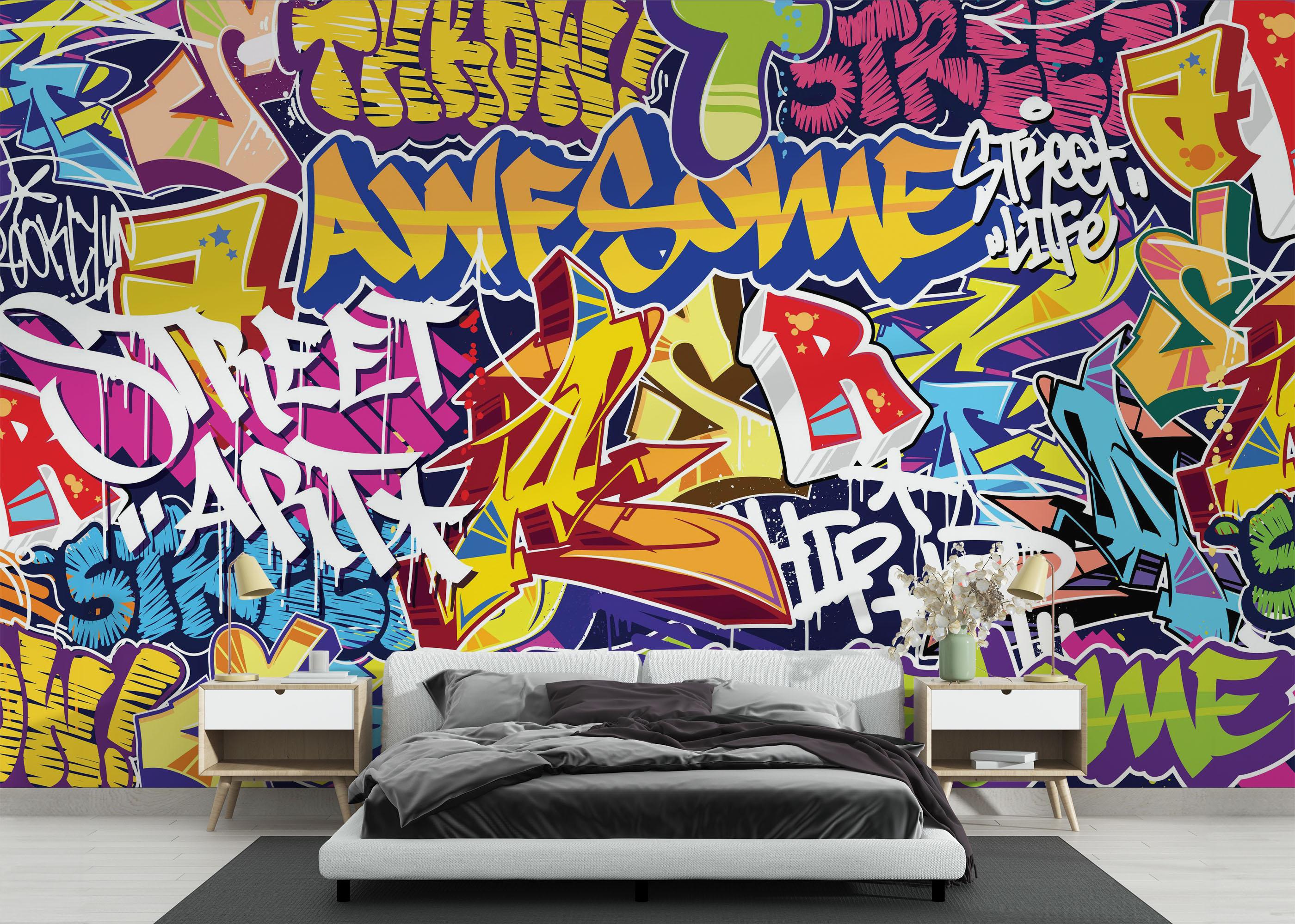 Fototapete Awesome Graffiti mockup 3