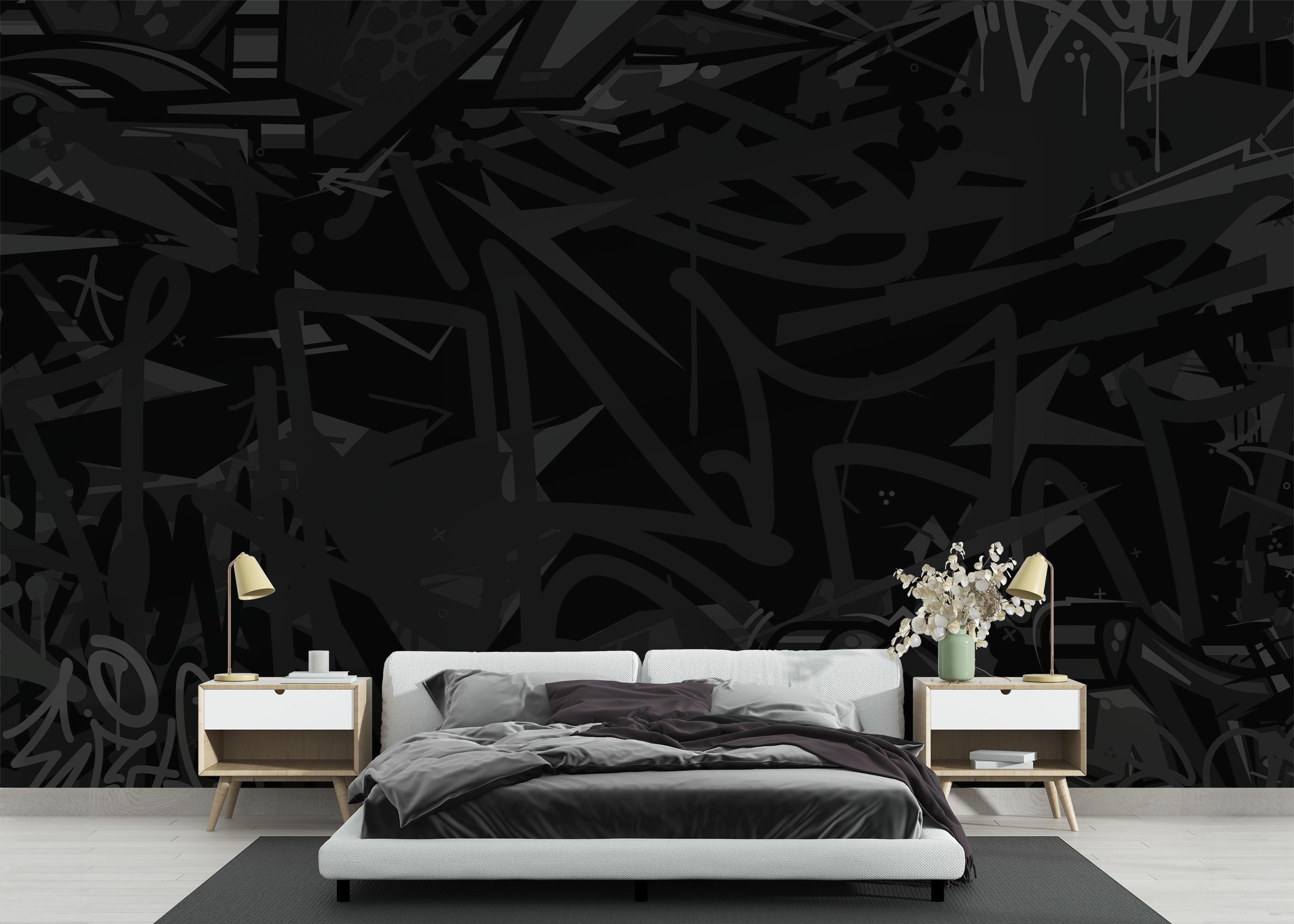 Fototapete Black Graffiti Art mockup 3