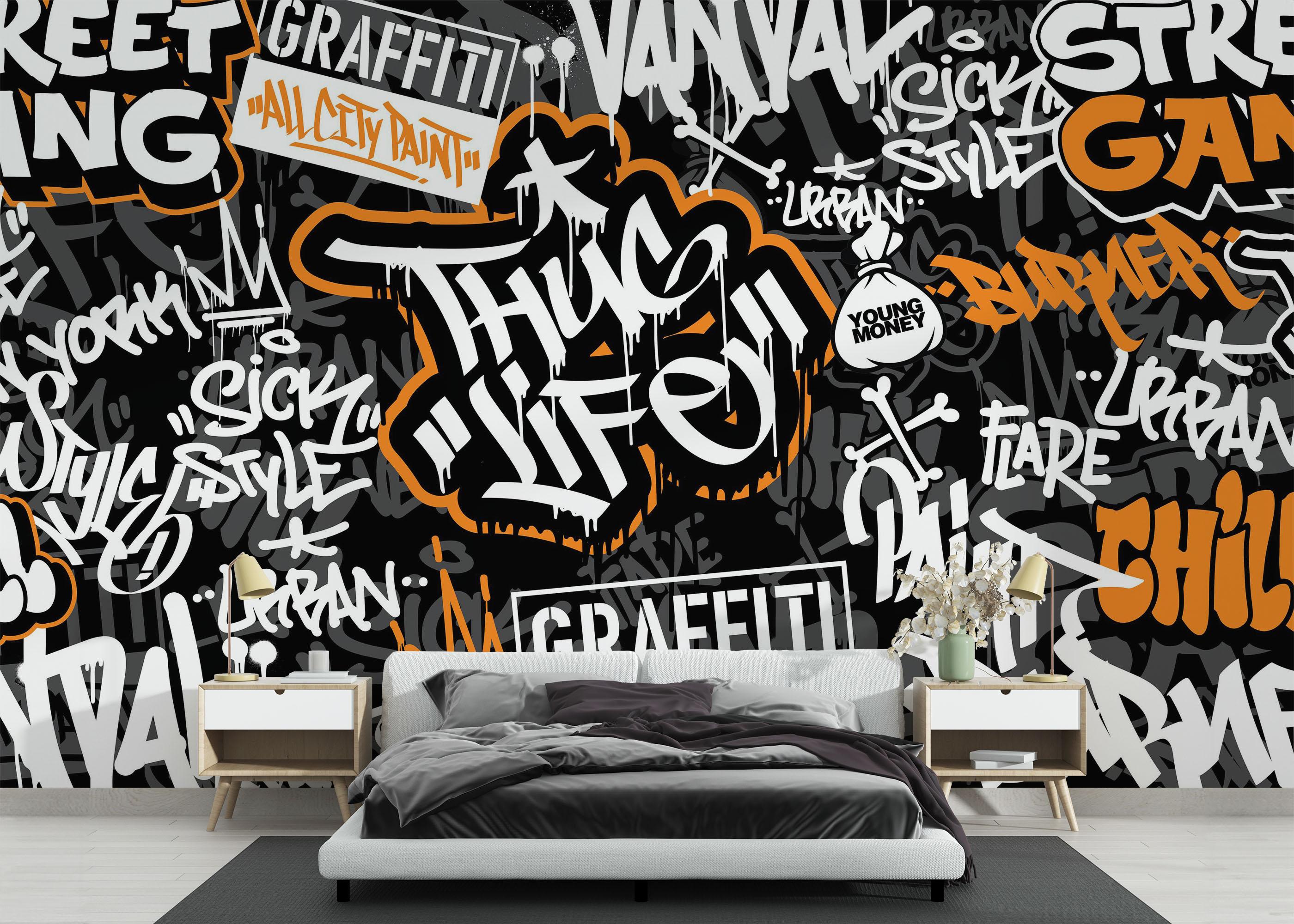Fototapete Chill Orange Graffiti mockup 3