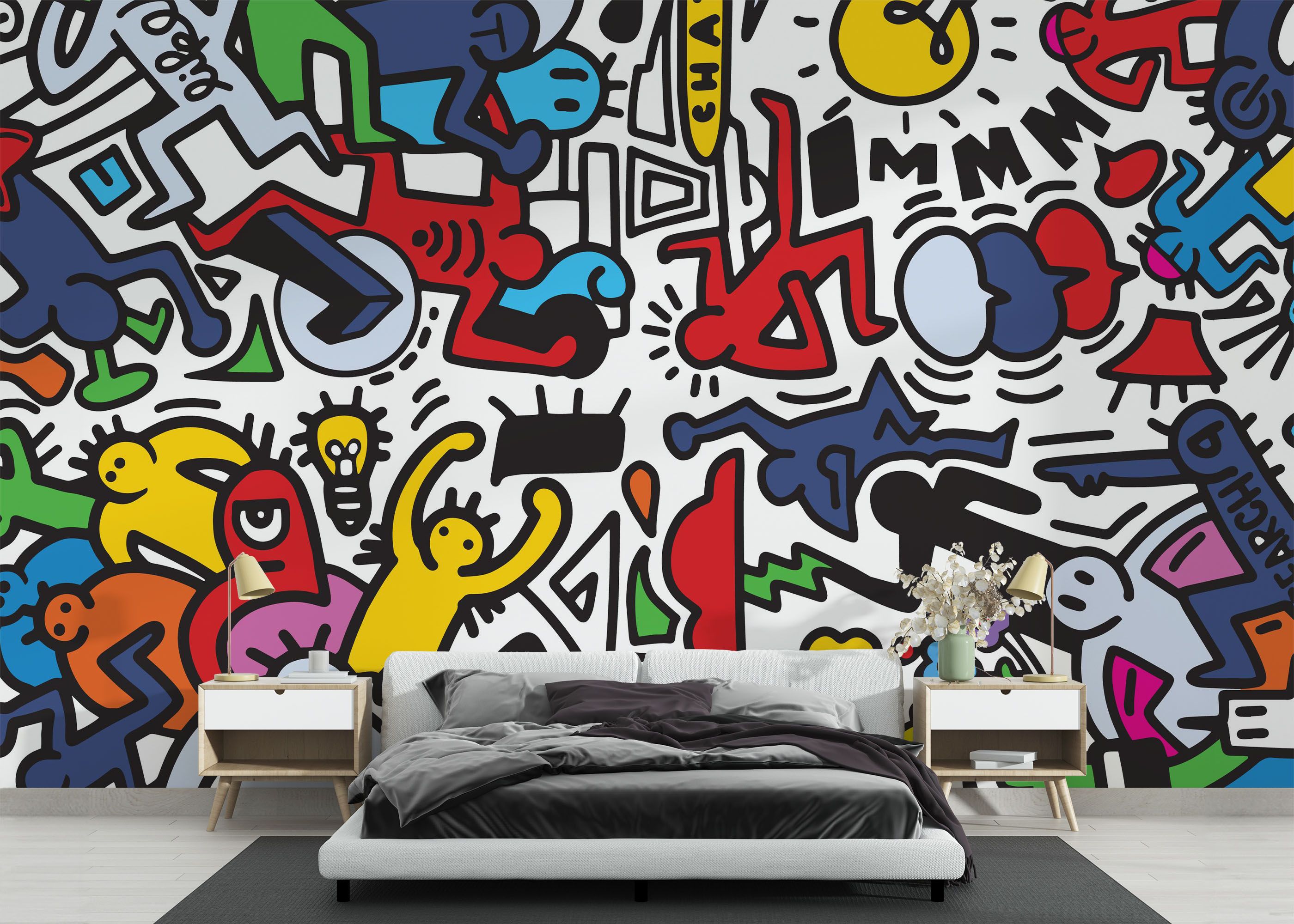 Colorful Doodle Graffiti mockup 3