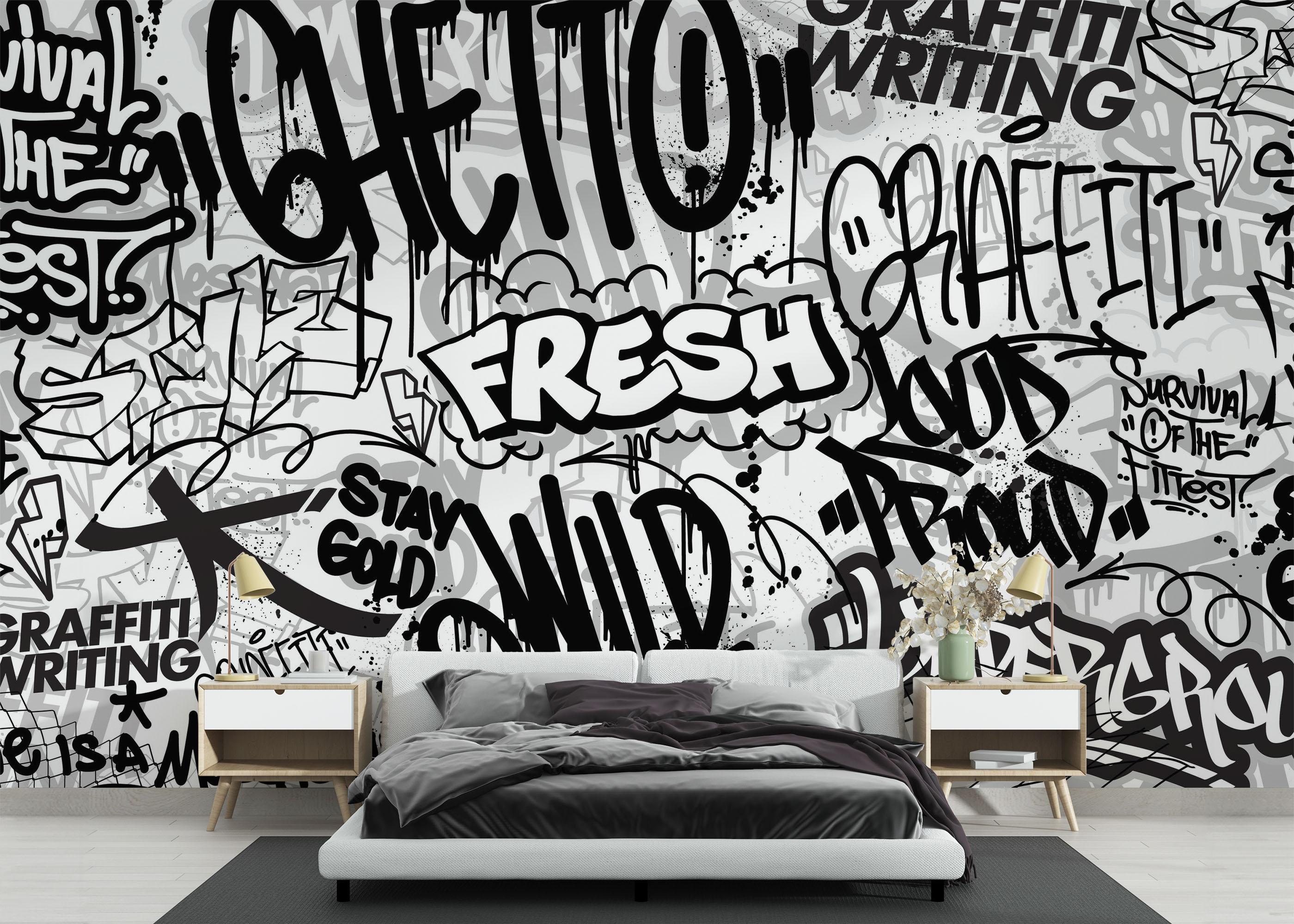 Fototapete Fresh Graffiti Art mockup 3