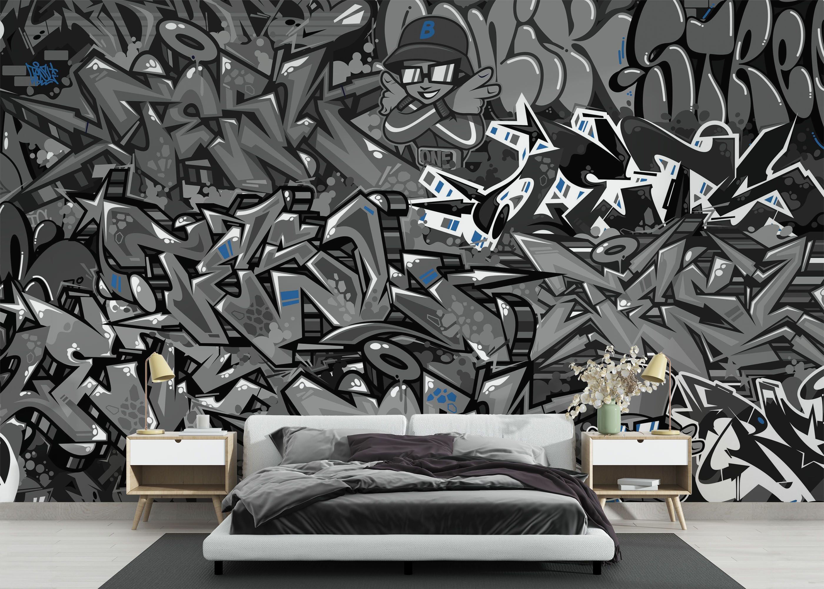 Graffiti Grey Blue mockup 3