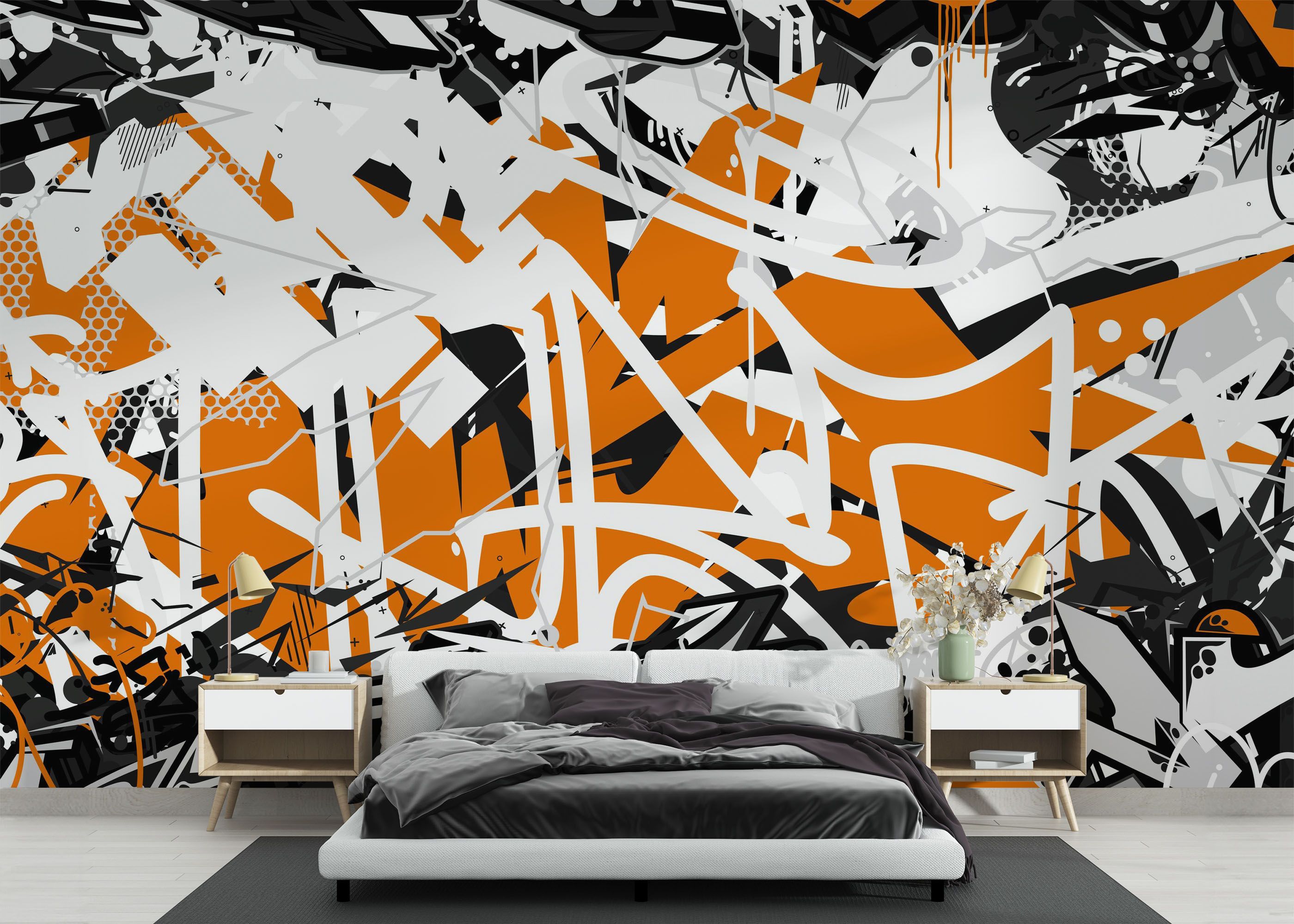 Orange Grey Graffiti mockup 3