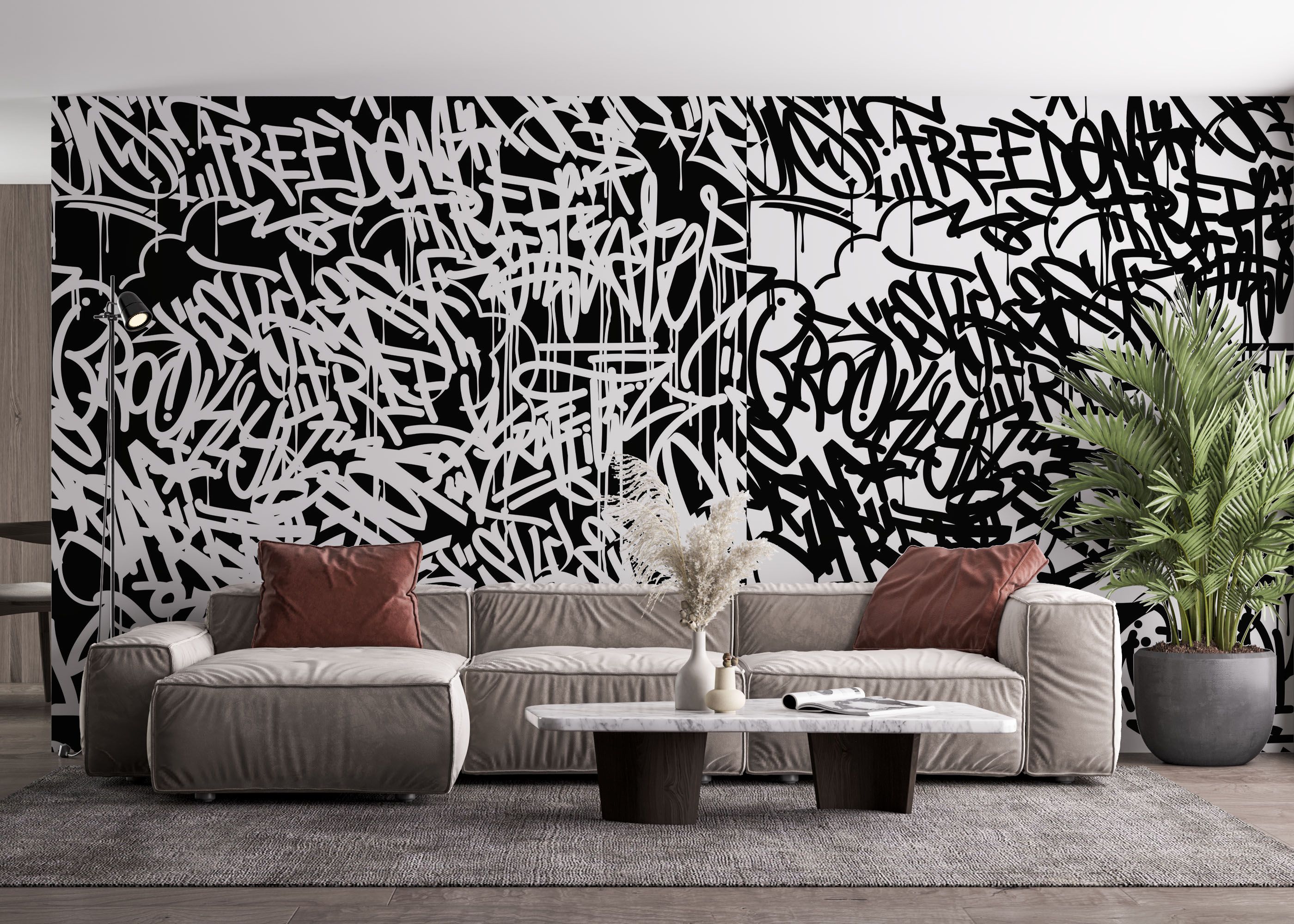 Black White Graffiti mockup 4