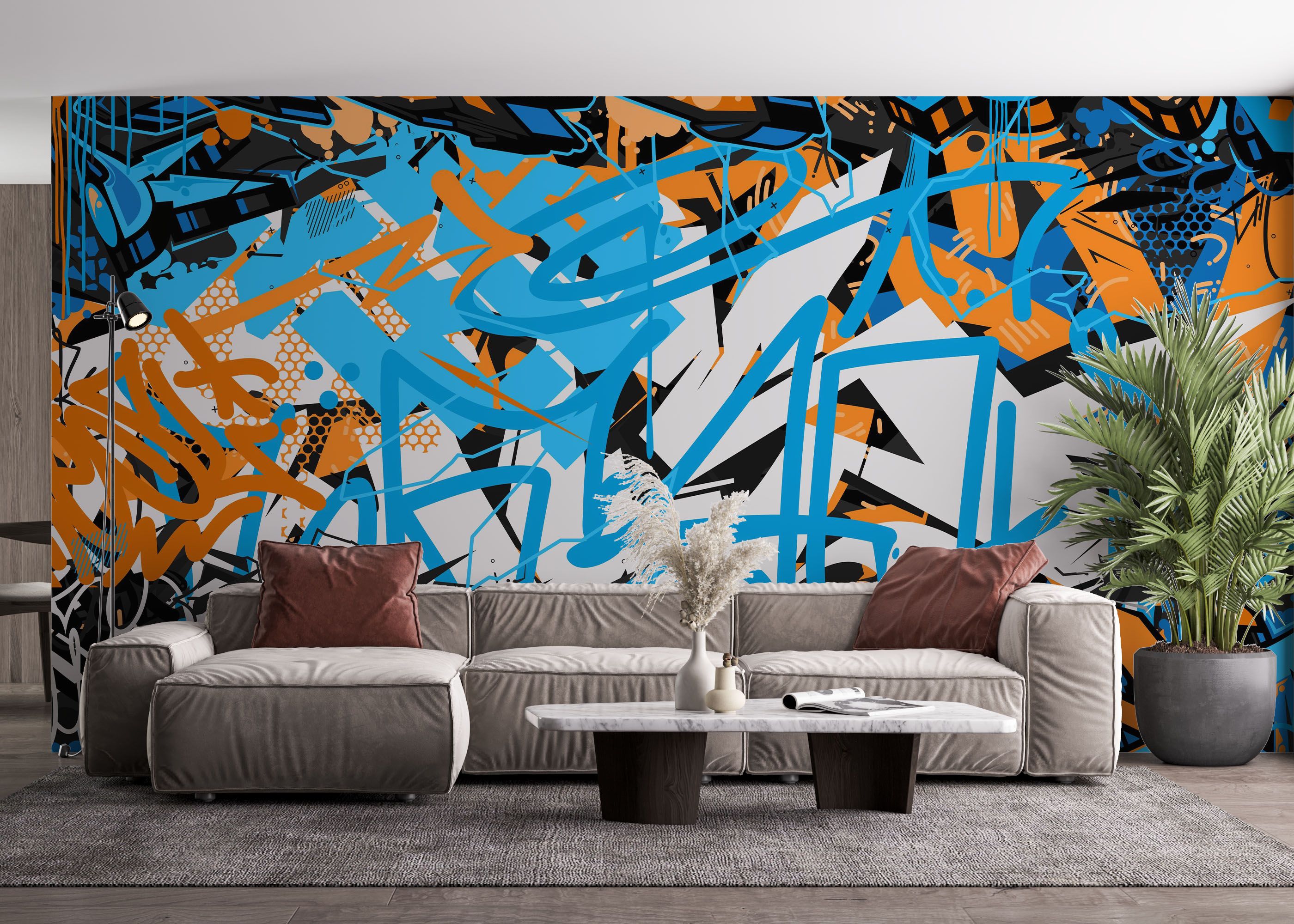 Blue Graffiti Tag mockup 4