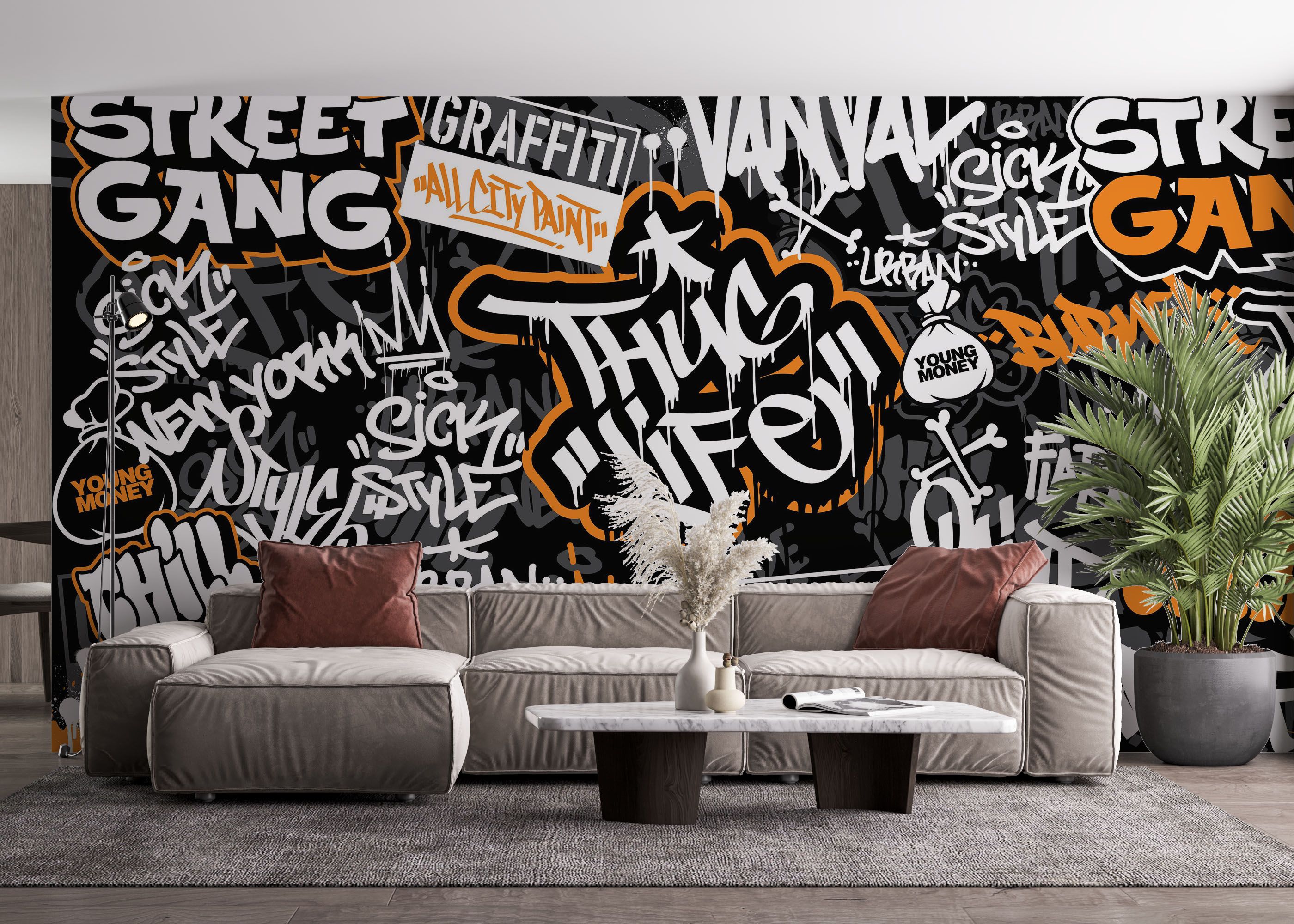 Chill Orange Graffiti mockup 4