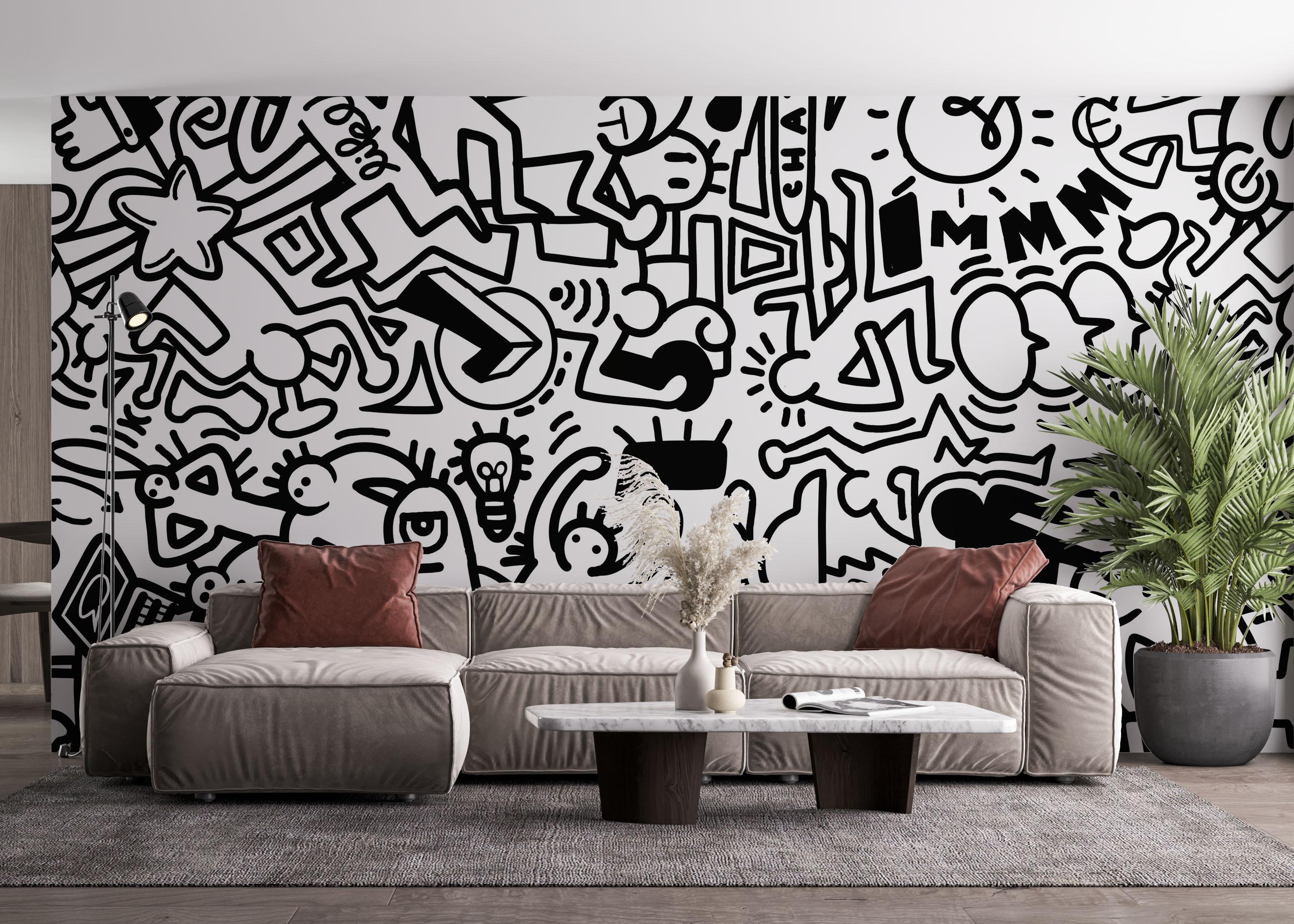 Fototapete Follow Graffiti Doodle mockup 4