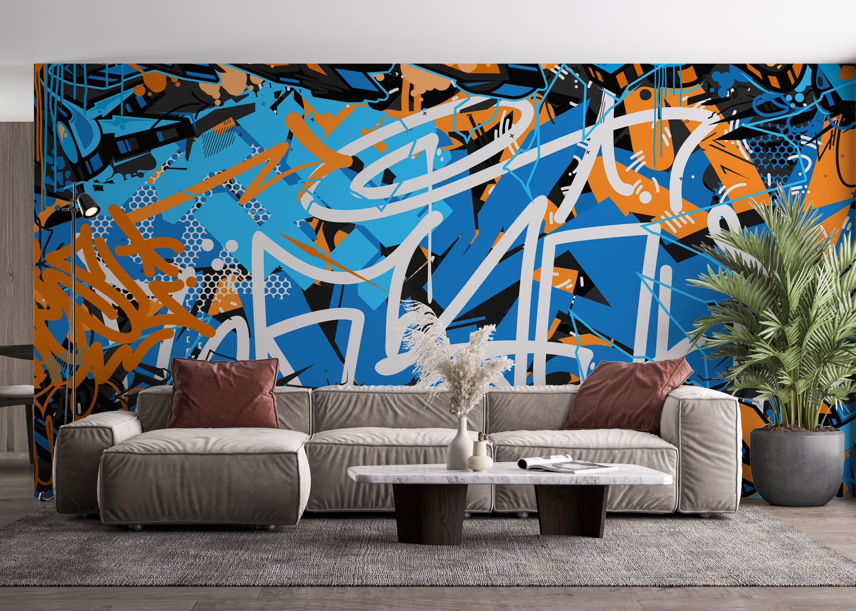 Graffiti Blue Orange mockup 4