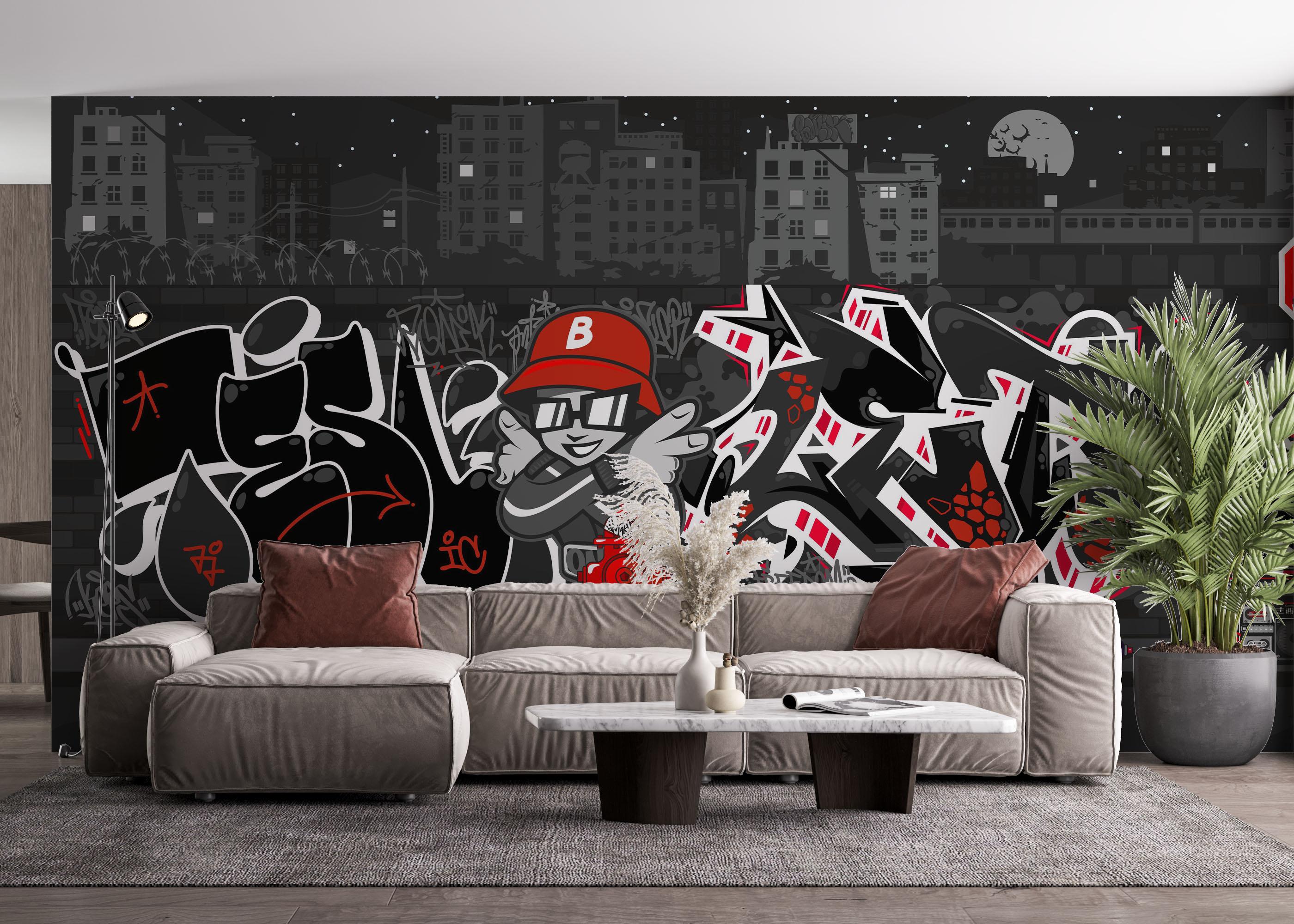 Fototapete Graffiti Grey Wall mockup 4