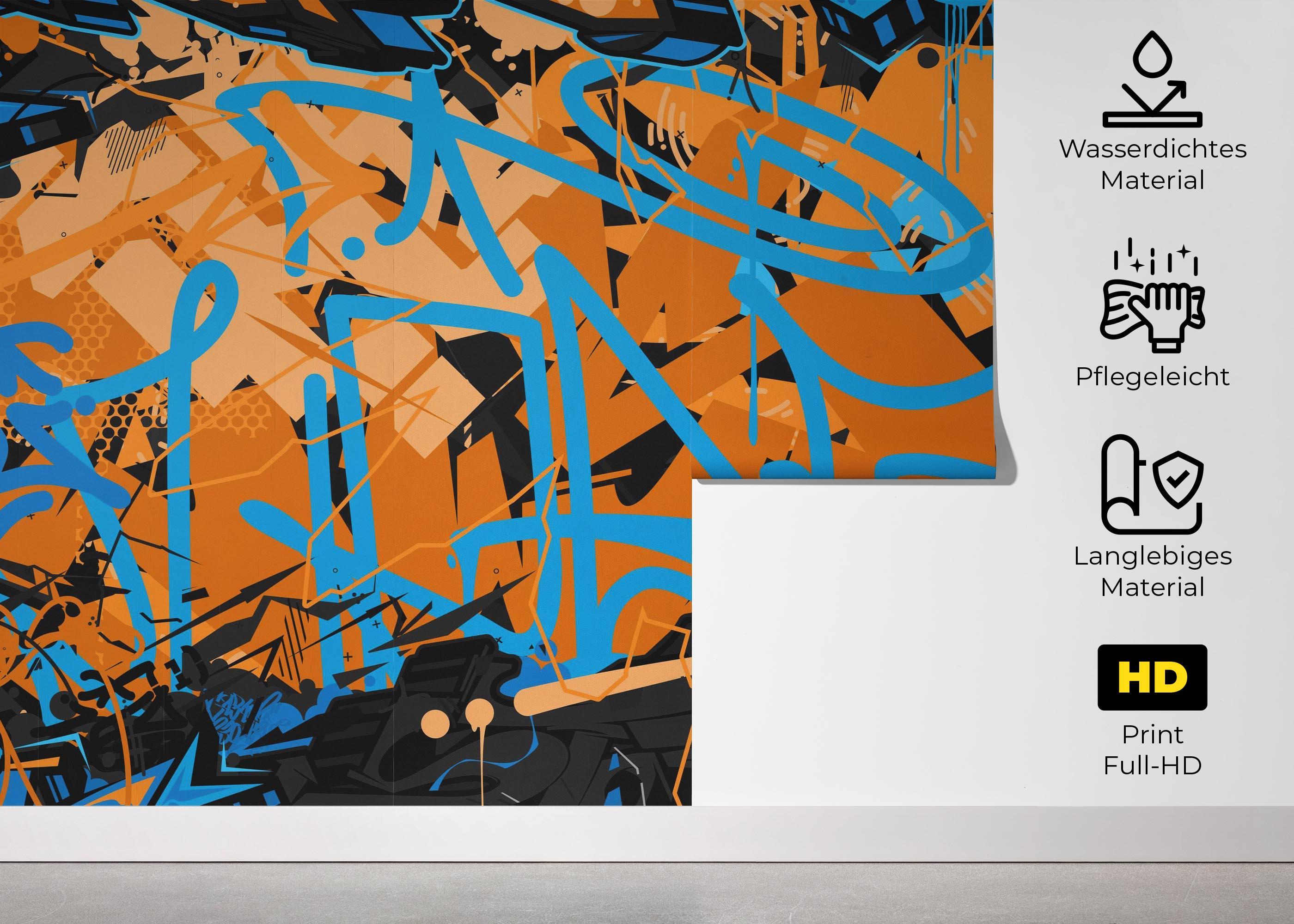 Fototapete Blue Tag Graffiti mockup 5