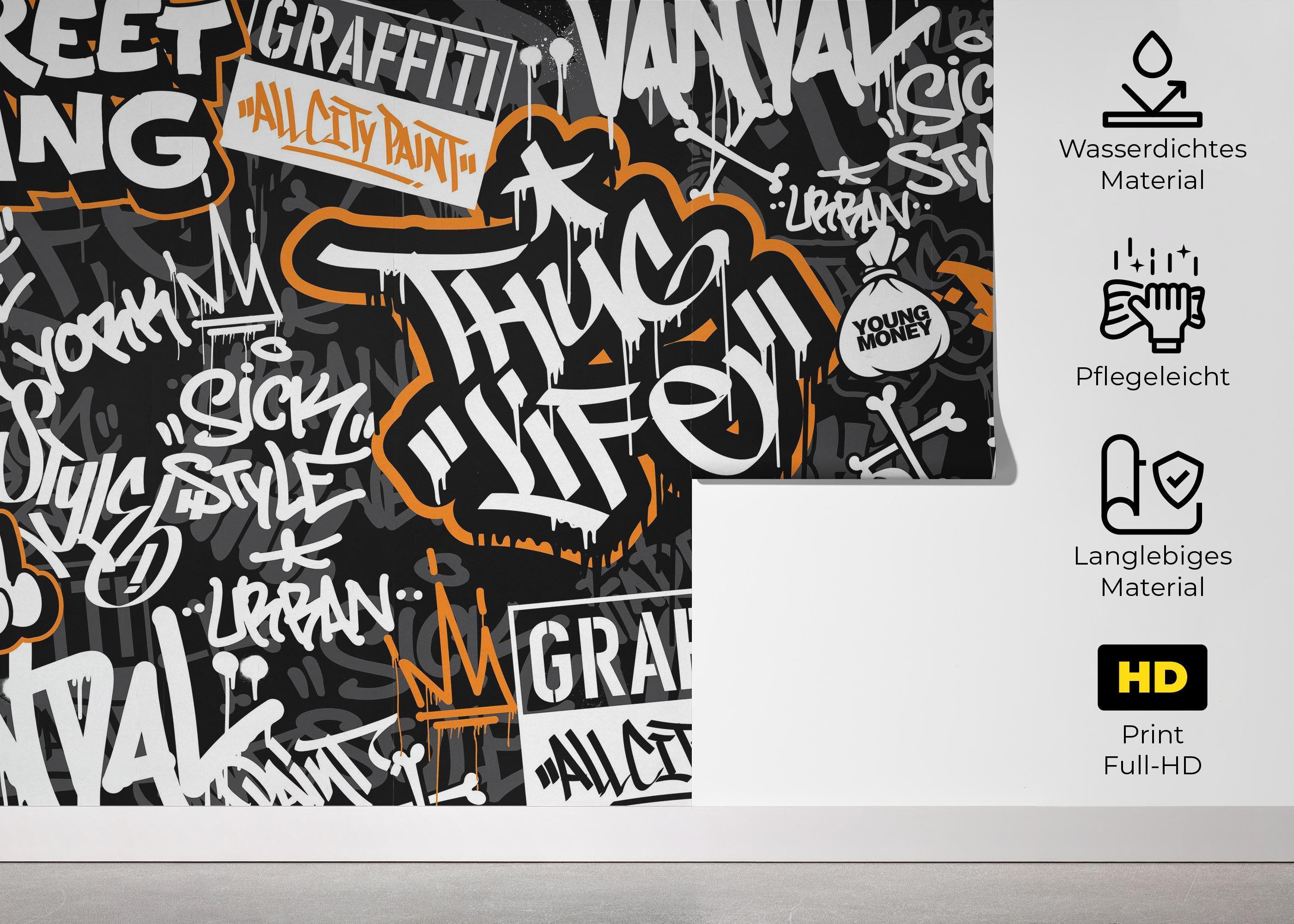 Fototapete Chill Orange Graffiti mockup 5