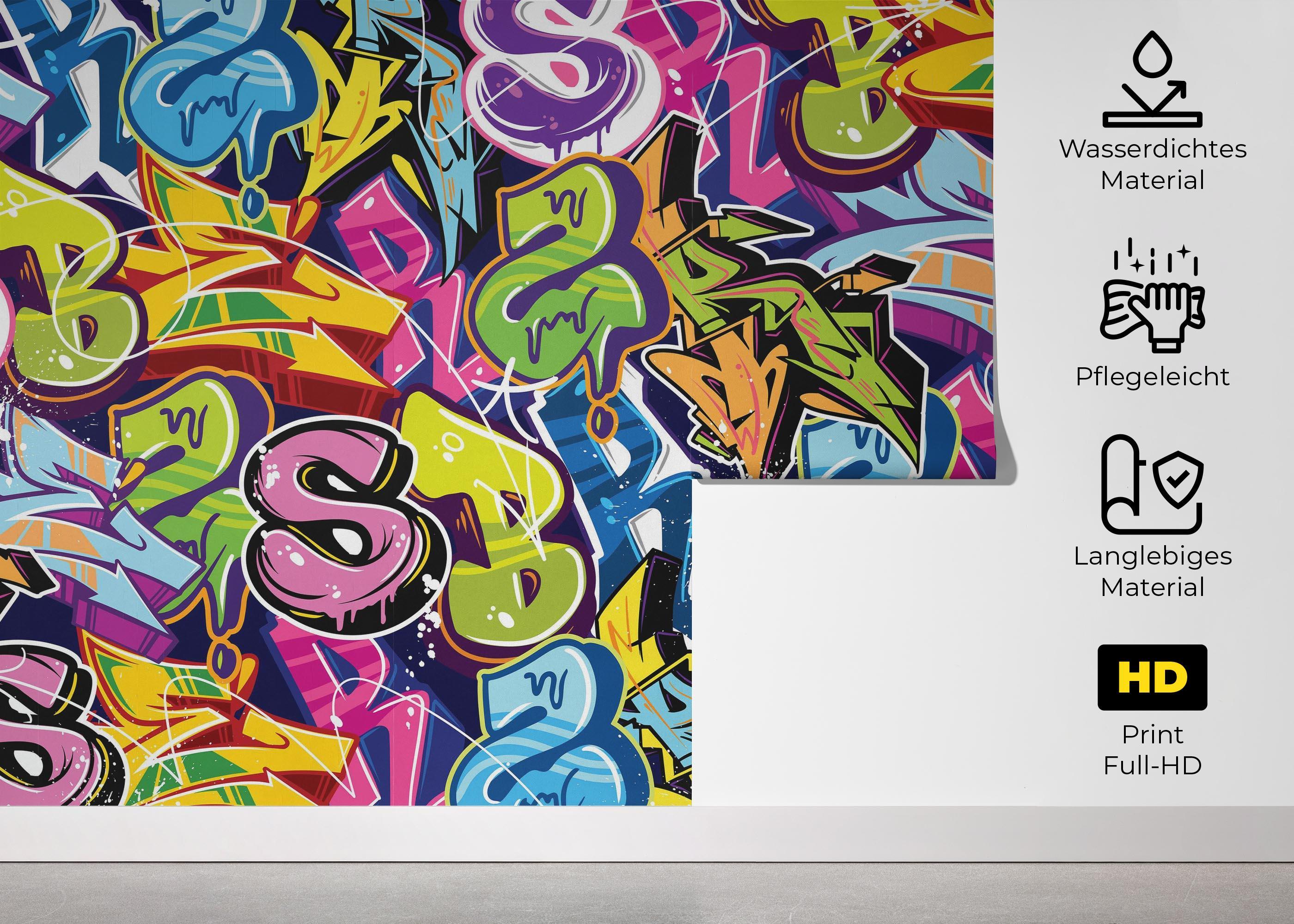 Fototapete Colorful Lettter Graffiti mockup 5