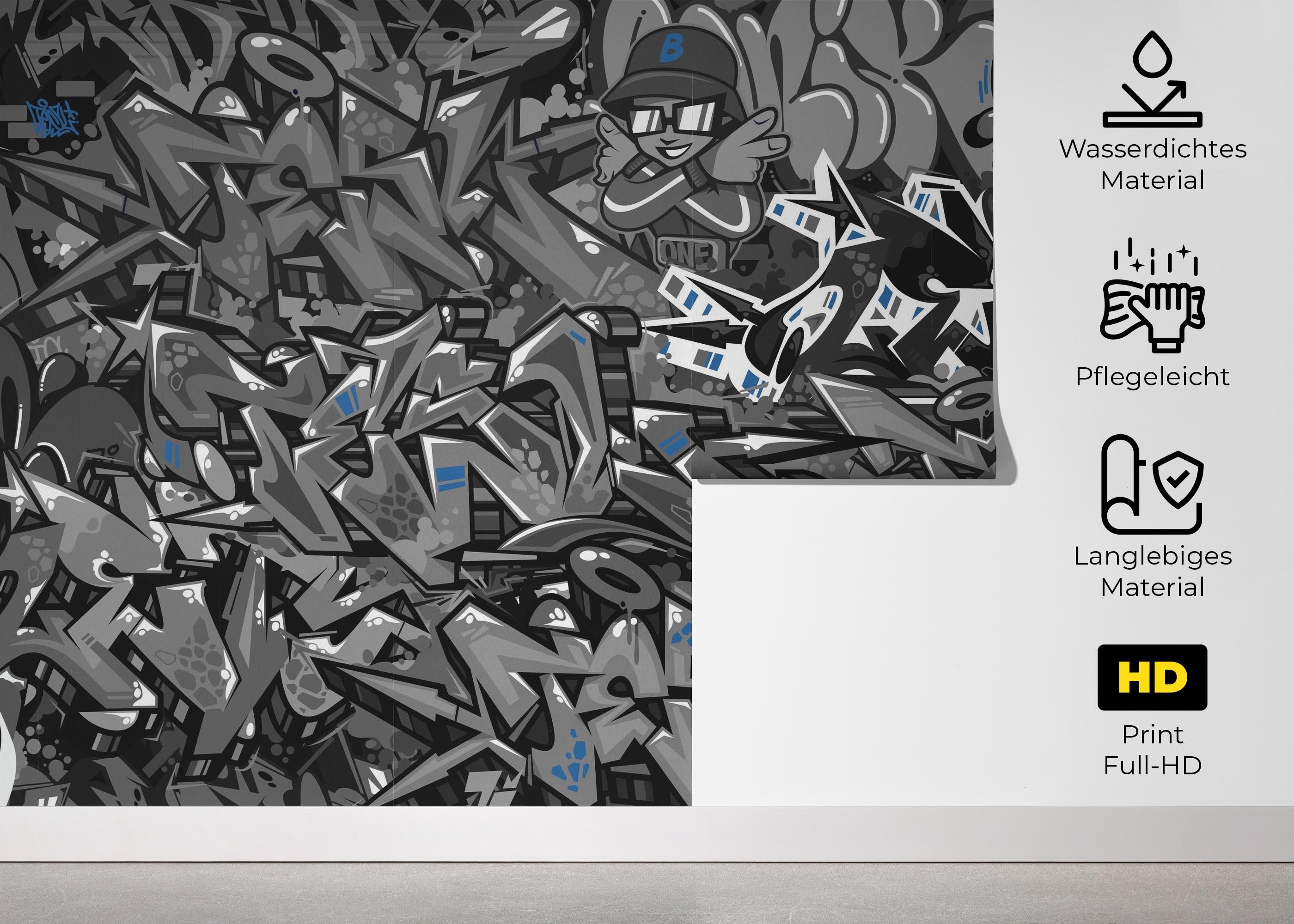 Graffiti Grey Blue mockup 5