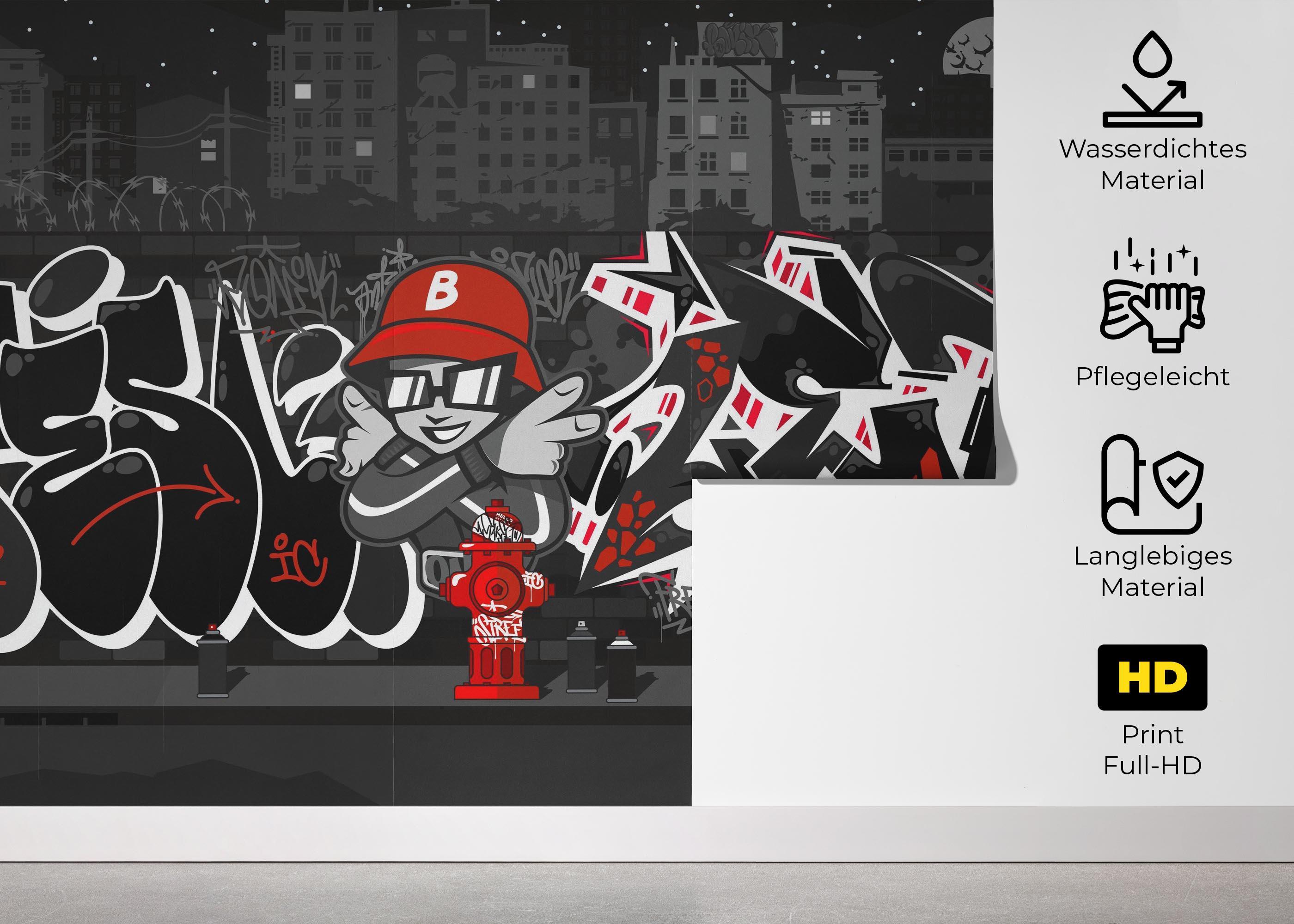 Fototapete Graffiti Grey Wall mockup 5