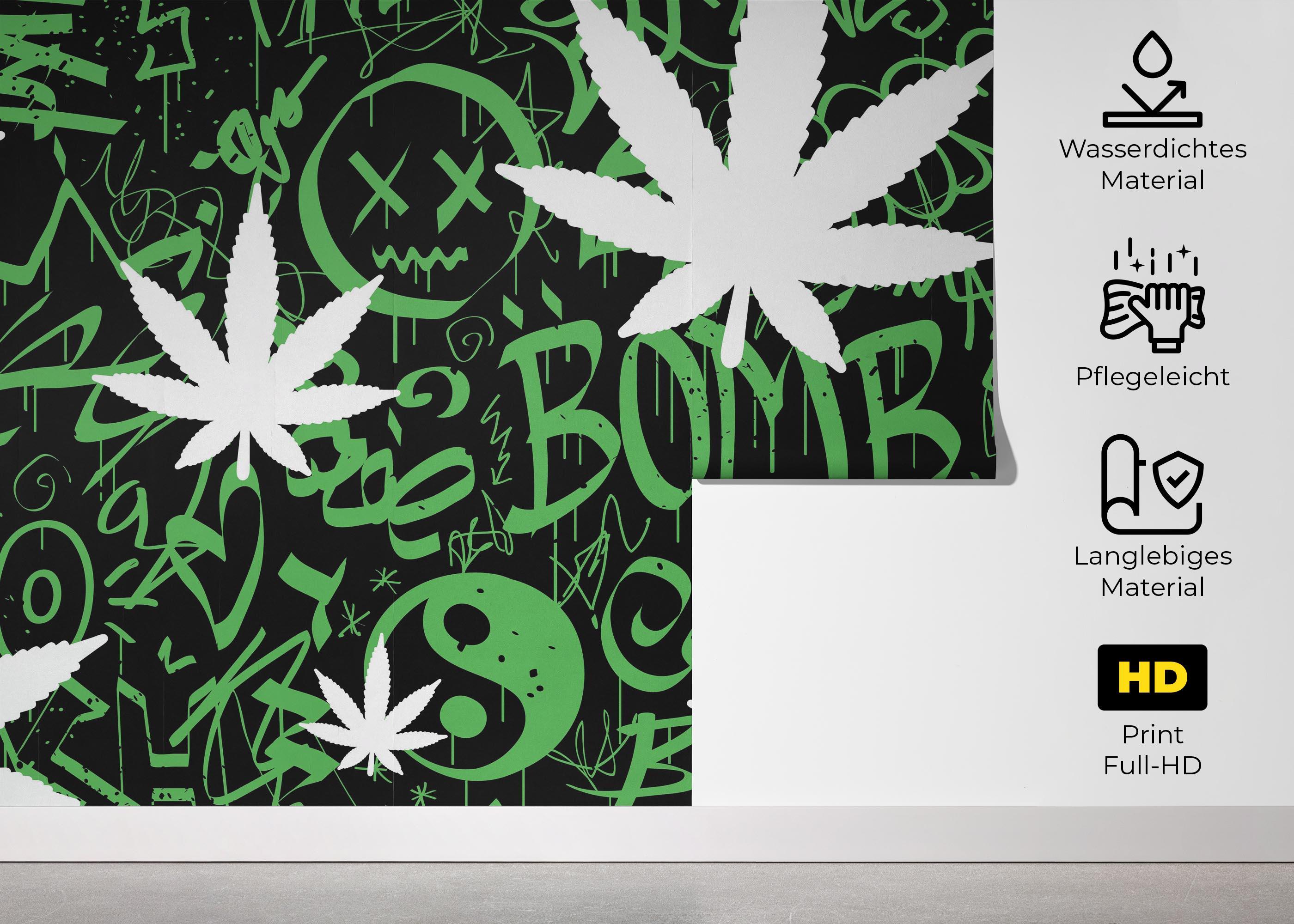 Fototapete Graffiti Weed Wall mockup 5