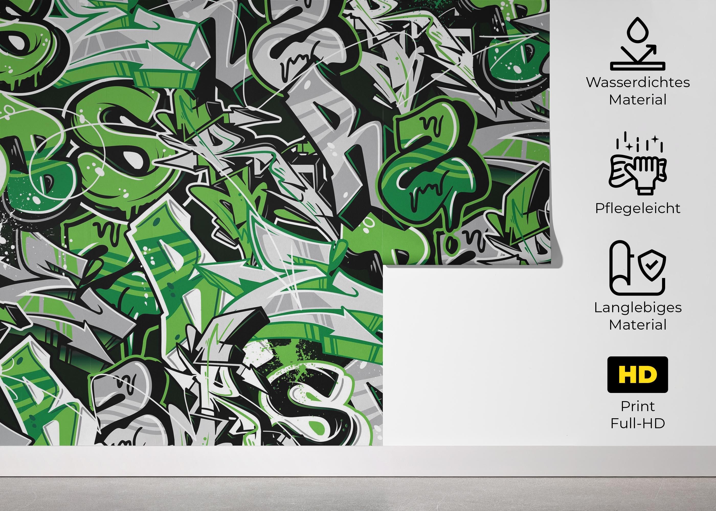 Green Letters Graffiti mockup 5