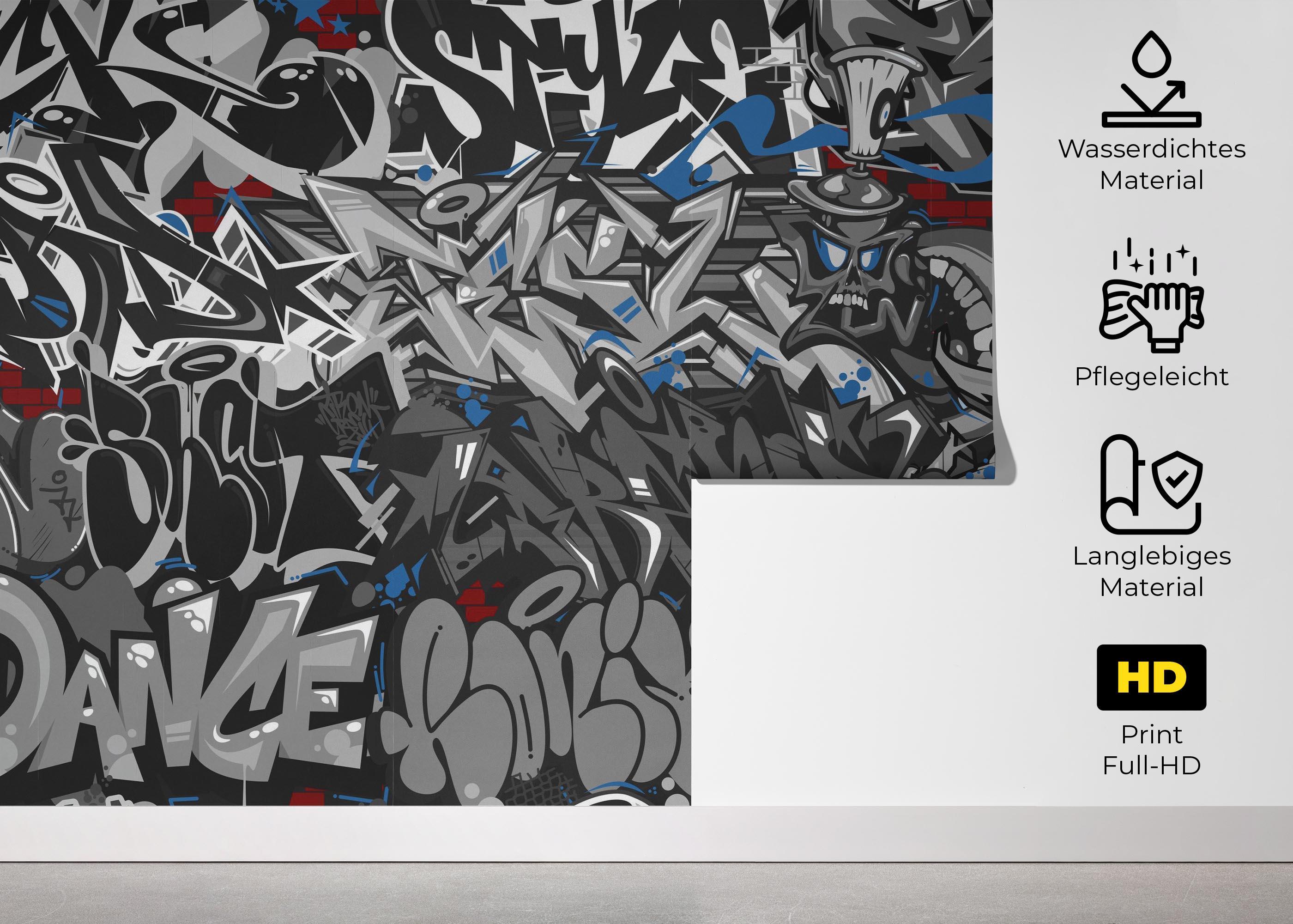 Fototapete Grey Black Graffiti mockup 5
