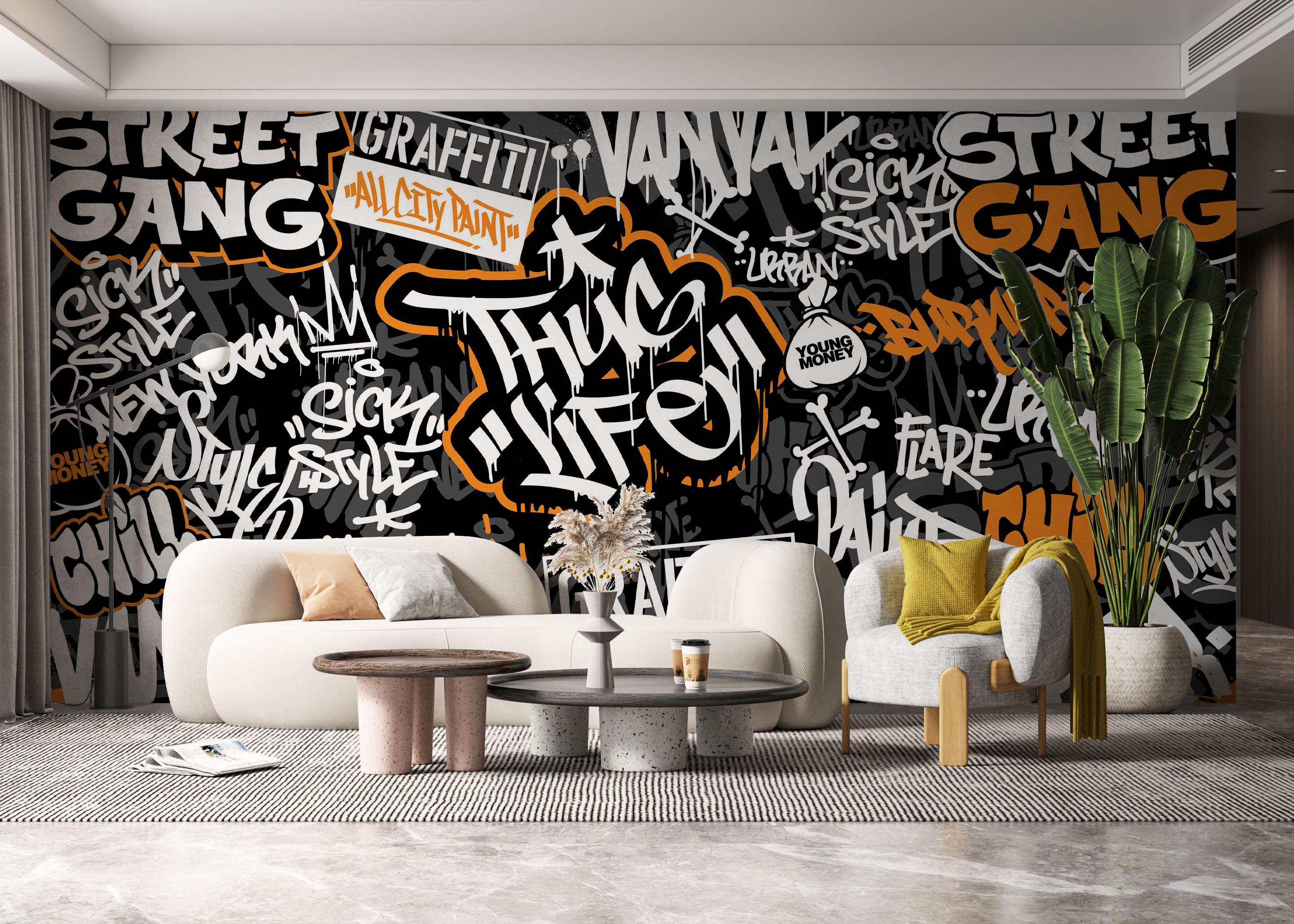 Fototapete Chill Orange Graffiti mockup 6