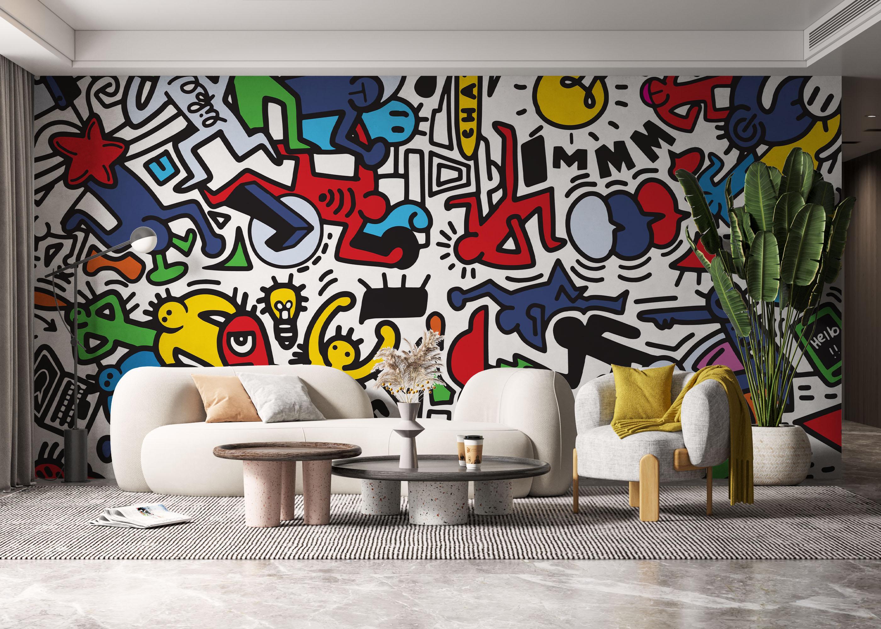Fototapete Colorful Doodle Graffiti mockup 6